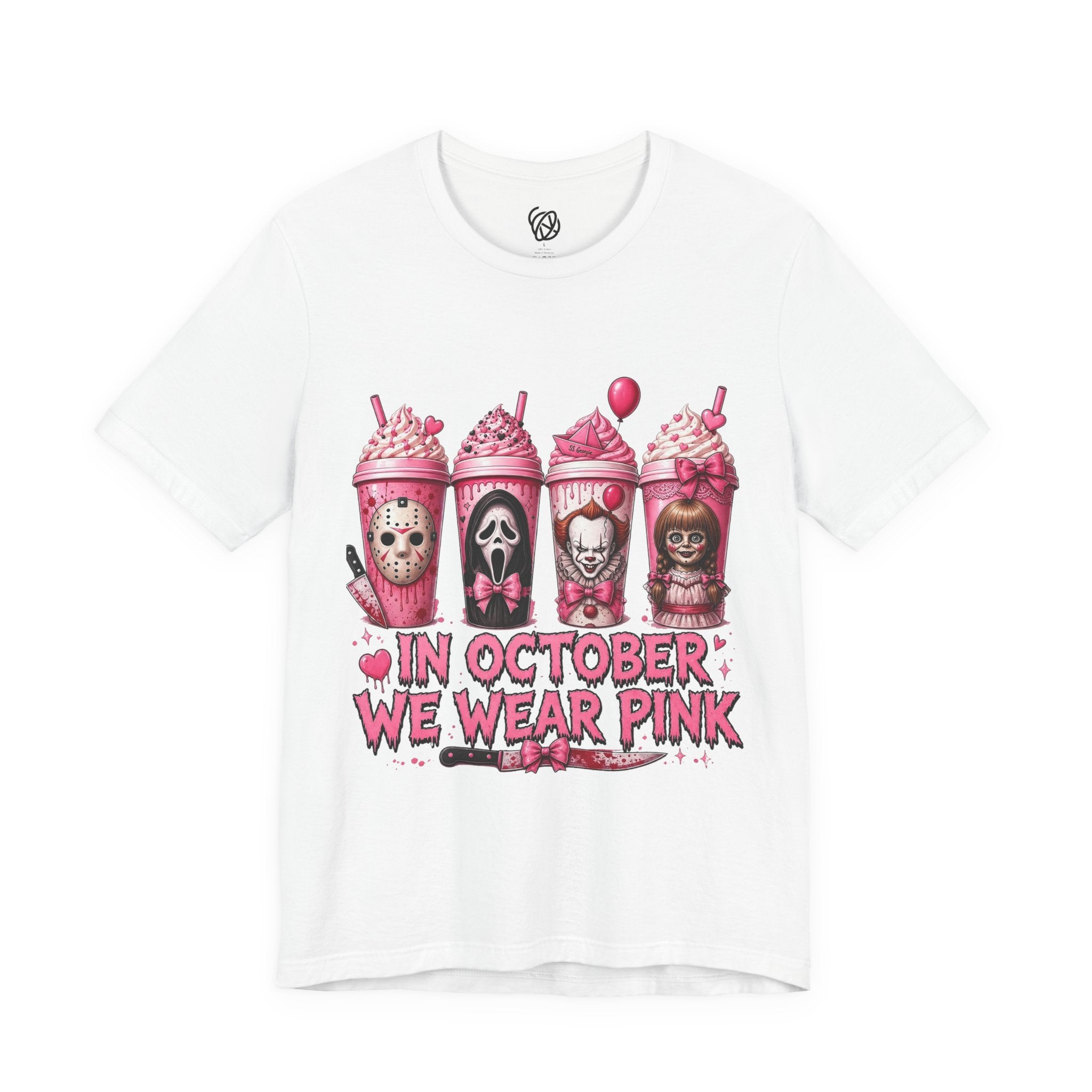 Breast Cancer Awareness Halloween Tee — "In October We Wear Pink" Graphic T-Shirt