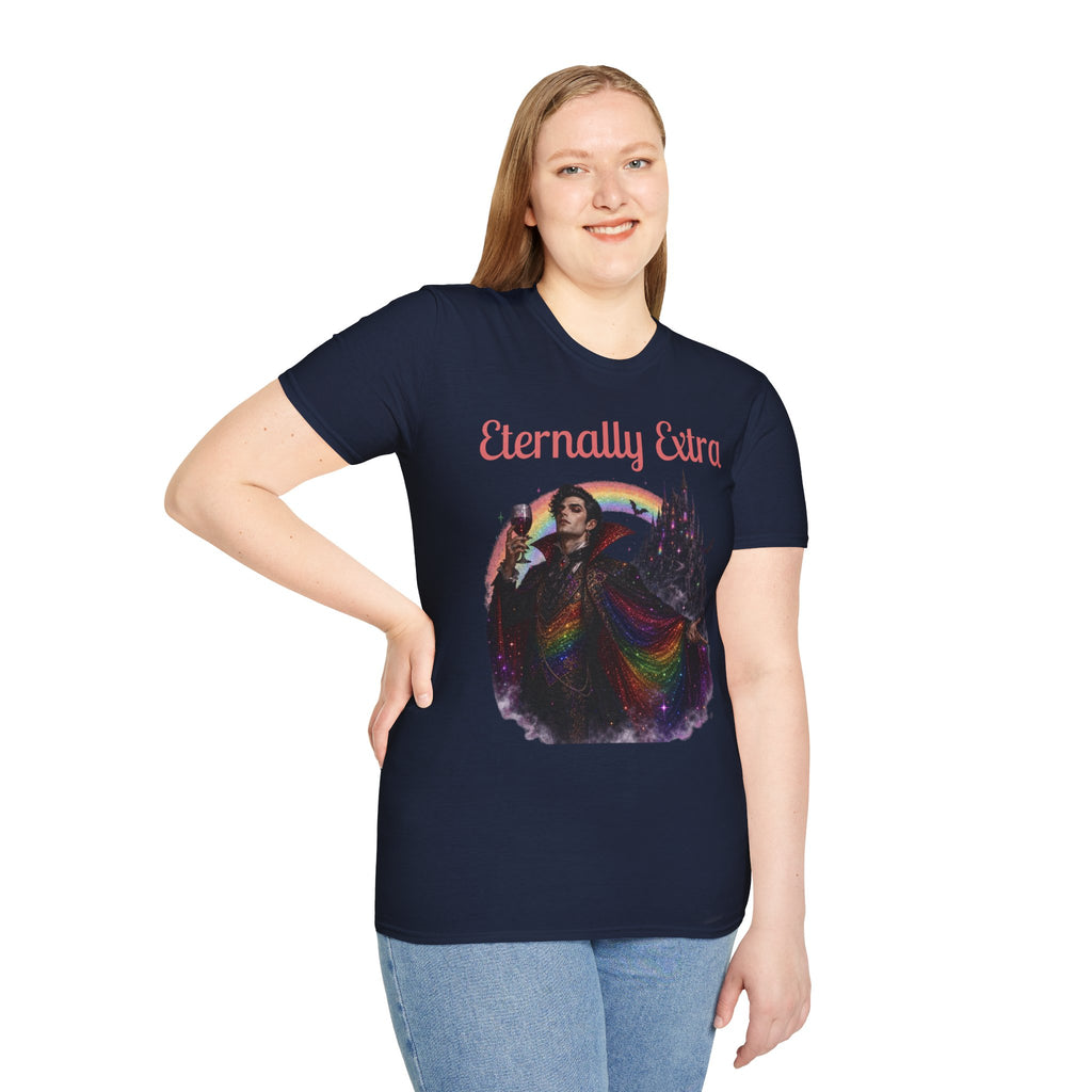 Eternally Extra T-Shirt — Gothic Rainbow Vampire Graphic Tee
