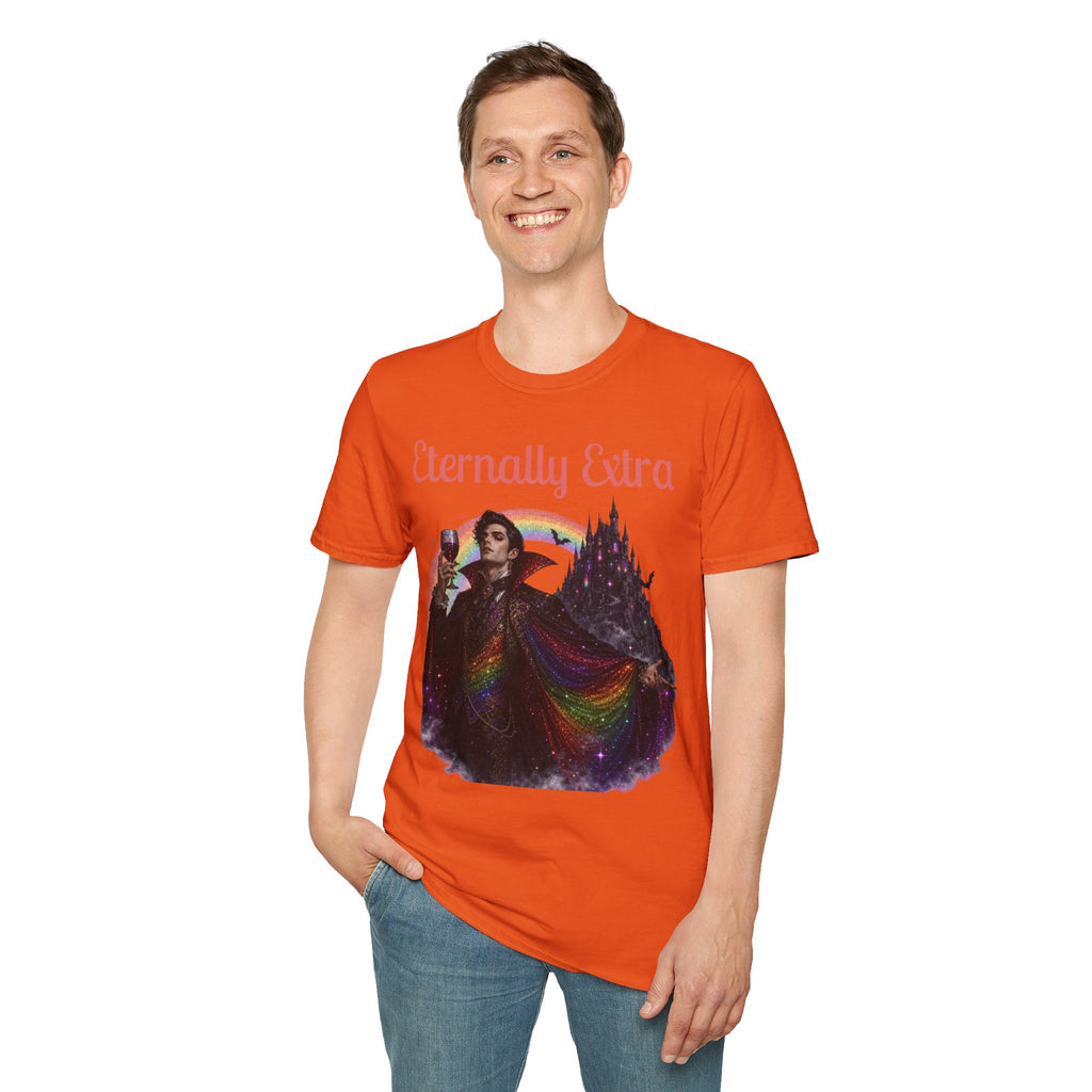 Eternally Extra T-Shirt — Gothic Rainbow Vampire Graphic Tee