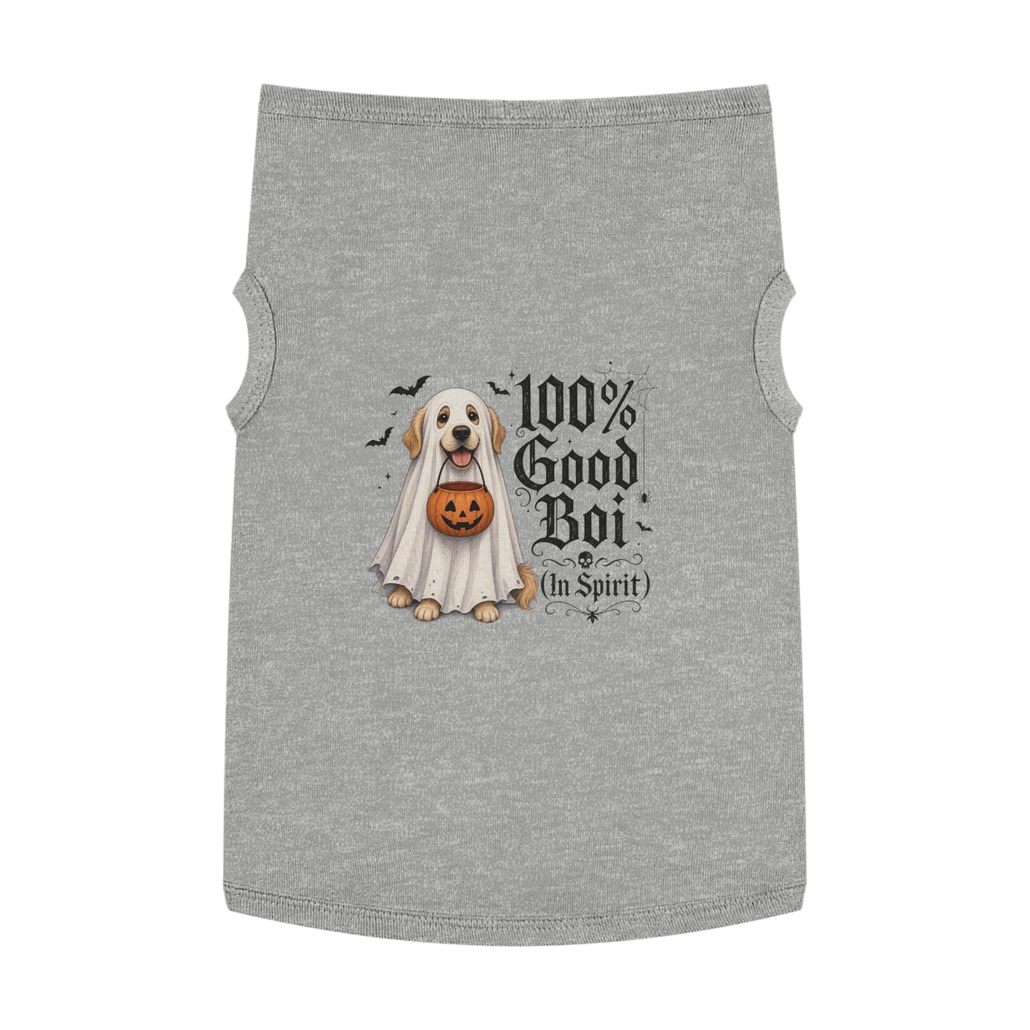 Halloween Pet Tank Top — "100% Good Boi (In Spirit)" Ghost Dog Costume