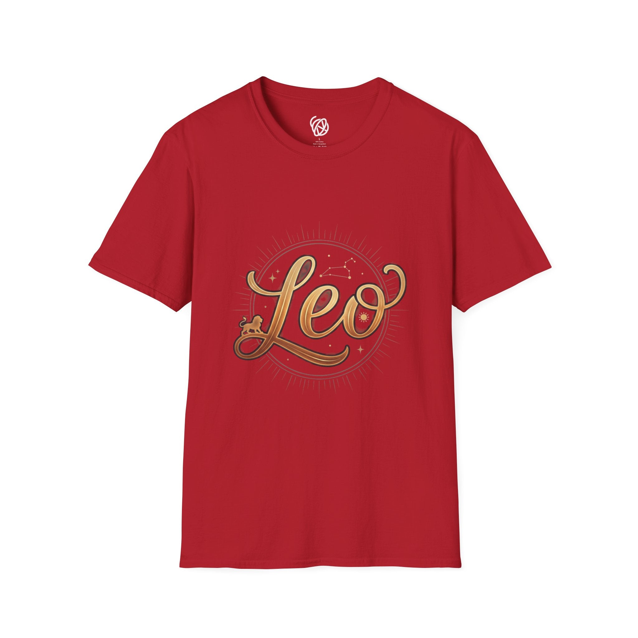 Leo Zodiac T-Shirt — Gold Script Astrology Tee for Leo Season