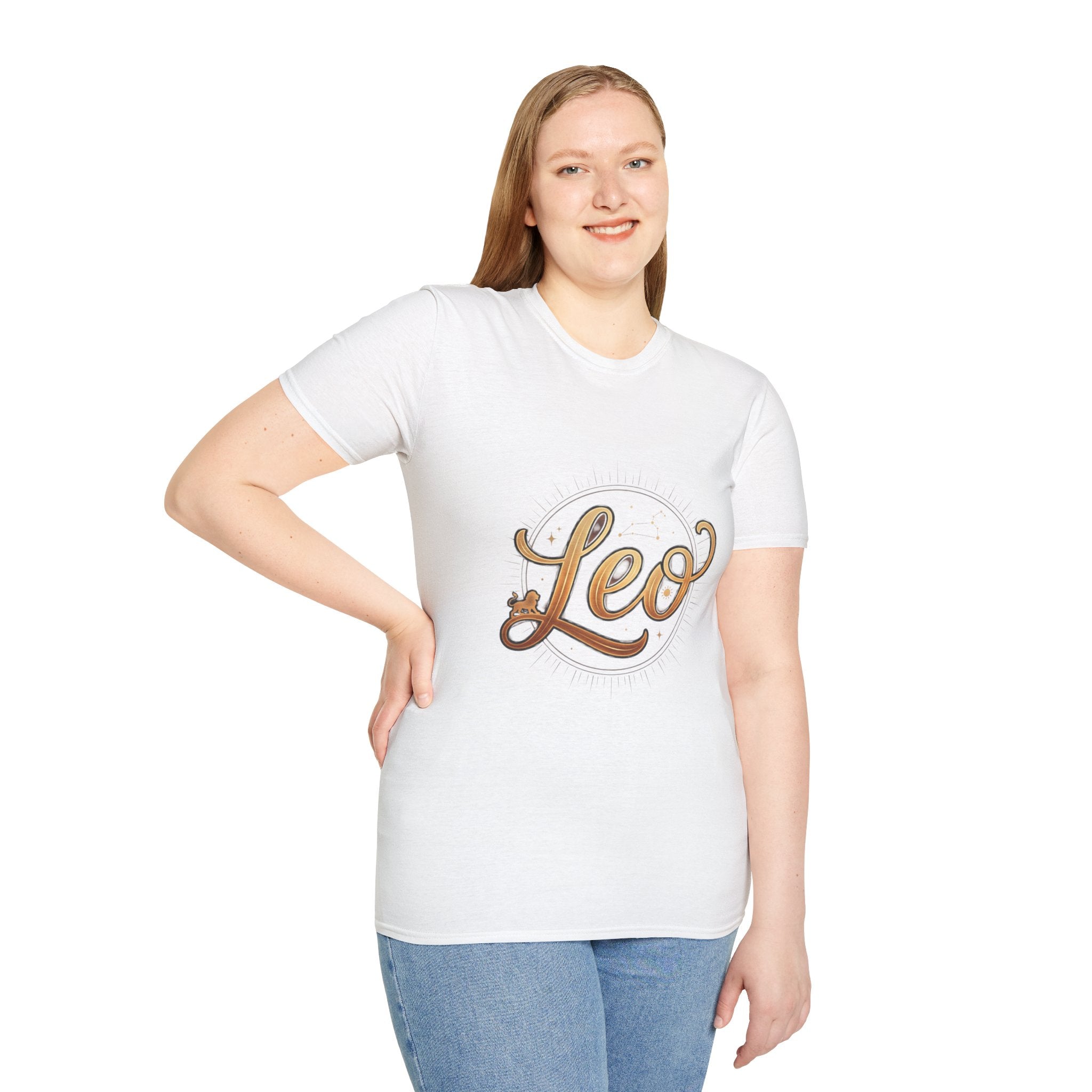 Leo Zodiac T-Shirt — Gold Script Astrology Tee for Leo Season
