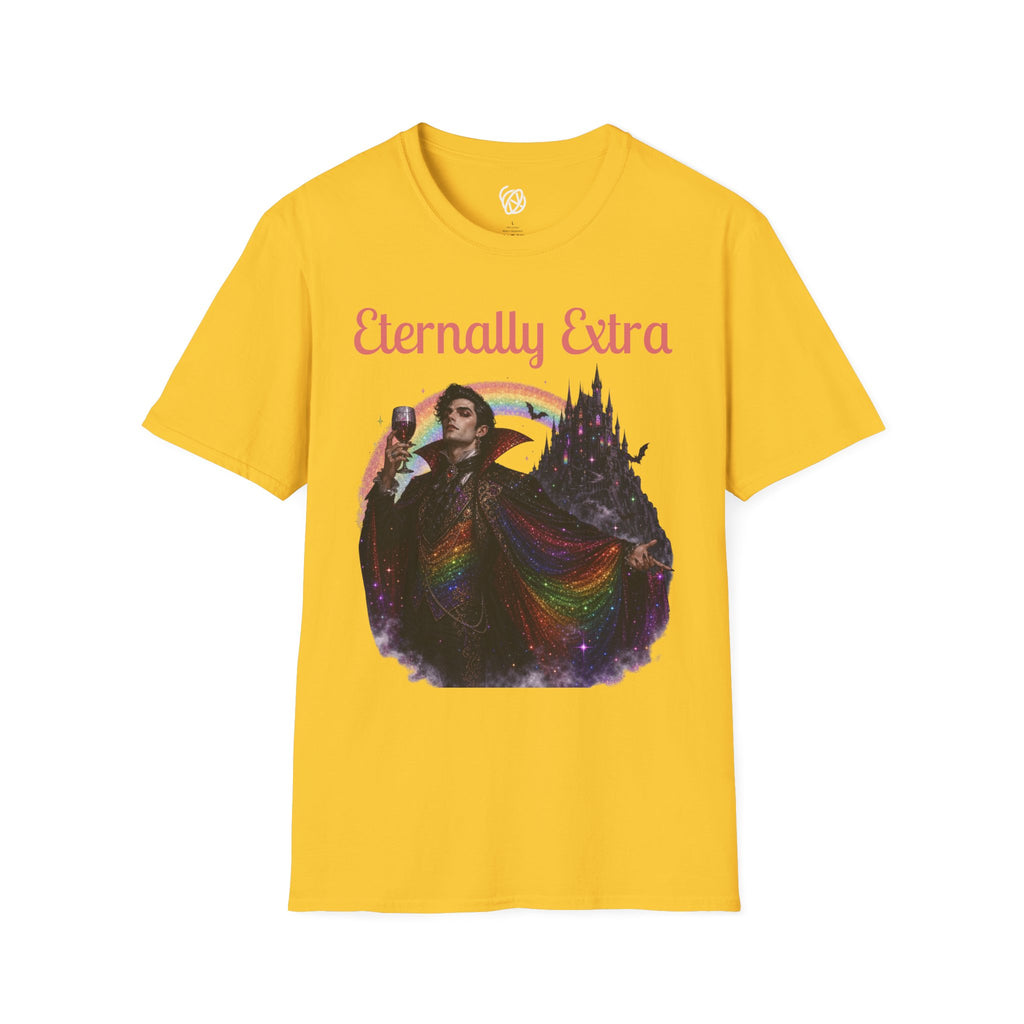 Eternally Extra T-Shirt — Gothic Rainbow Vampire Graphic Tee