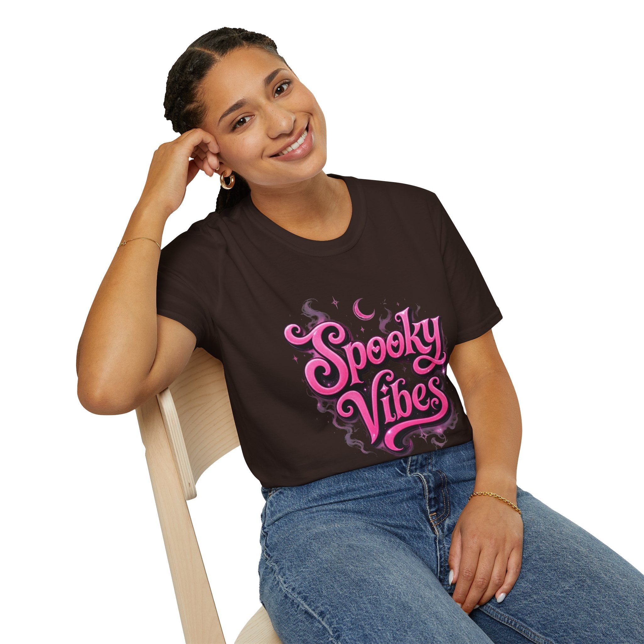Spooky Vibes T-Shirt — Pink Retro Halloween Graphic Tee