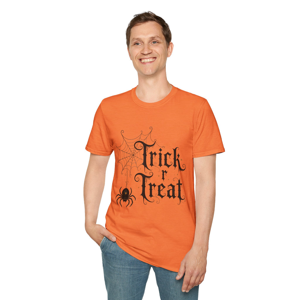 Trick r Treat Halloween T-Shirt — Gothic Spiderweb & Spider Tee