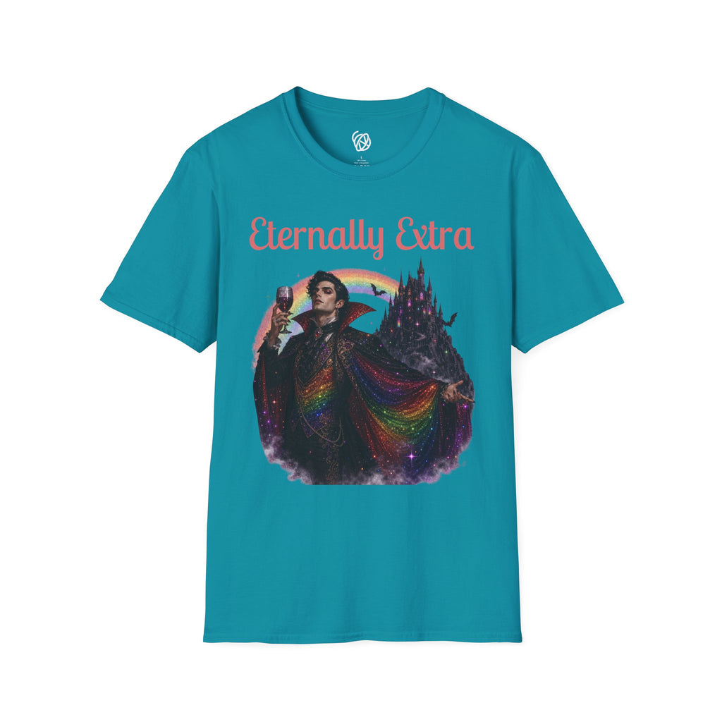 Eternally Extra T-Shirt — Gothic Rainbow Vampire Graphic Tee