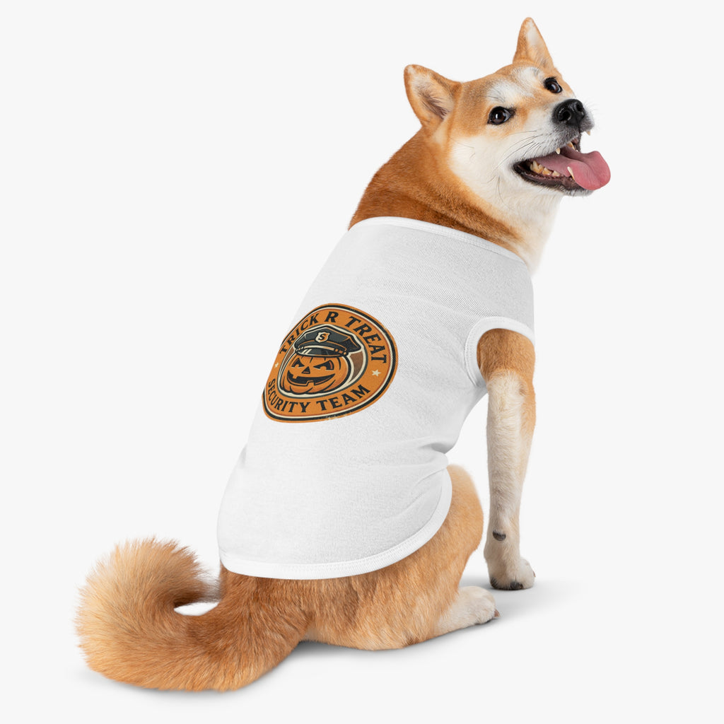 Pet Tank Top — "Trick R Treat Security Team" Halloween Pumpkin Dog Shirt
