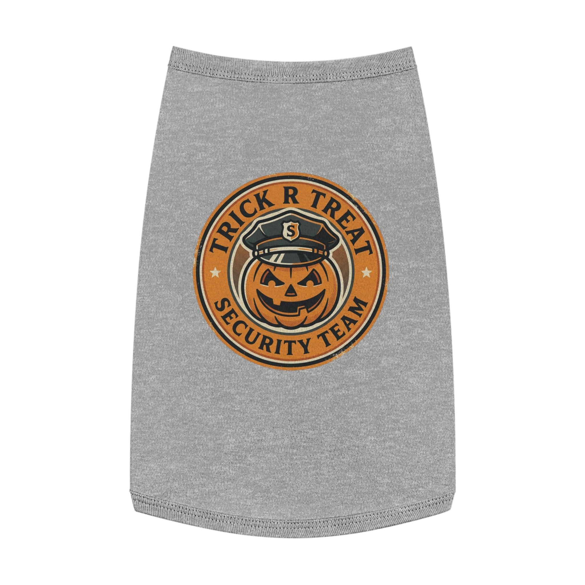 Pet Tank Top — "Trick R Treat Security Team" Halloween Pumpkin Dog Shirt