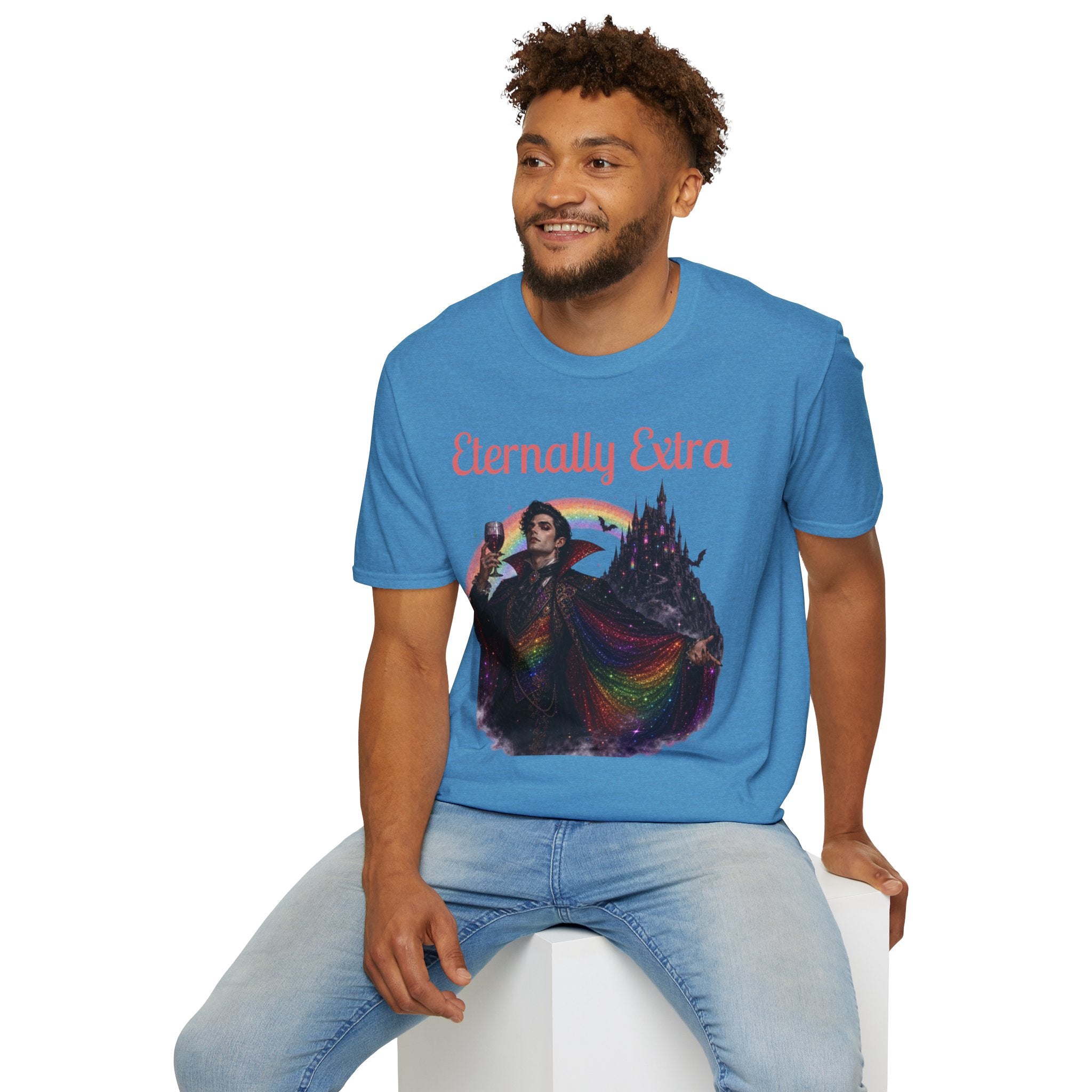 Eternally Extra T-Shirt — Gothic Rainbow Vampire Graphic Tee