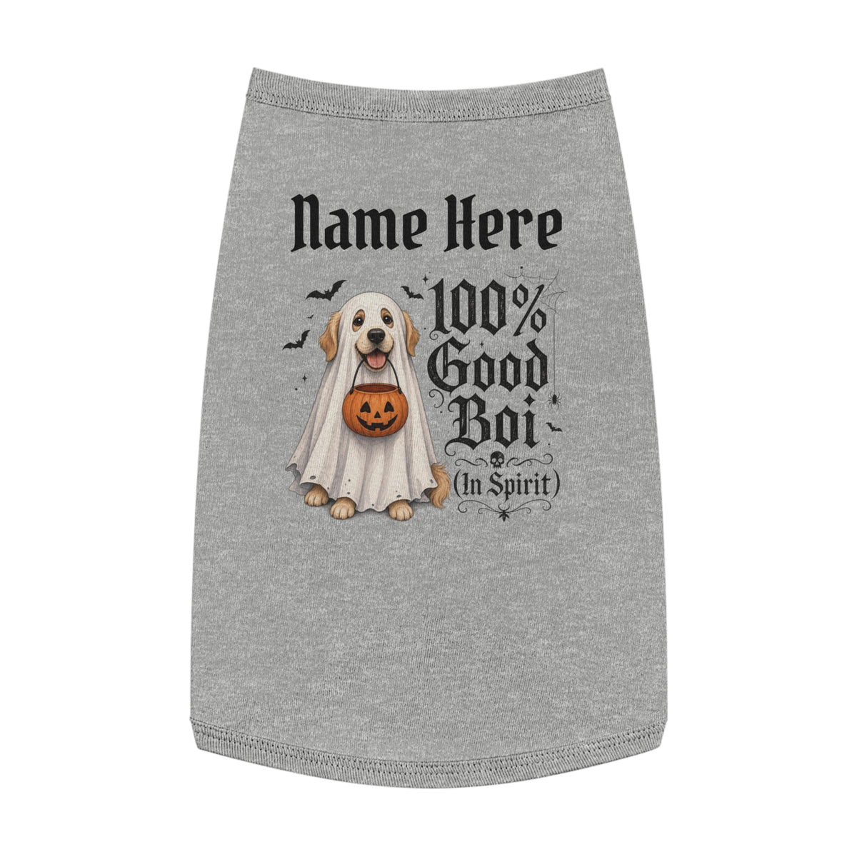 Customizable Halloween Ghost Dog Pet Tank - "100% Good Boi (In Spirit)" Cute Trick-or-Treat Shirt