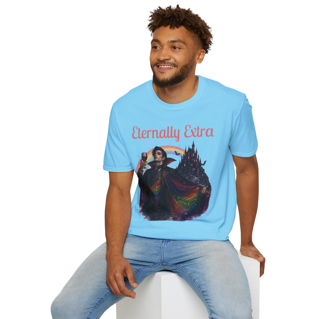 Eternally Extra T-Shirt — Gothic Rainbow Vampire Graphic Tee
