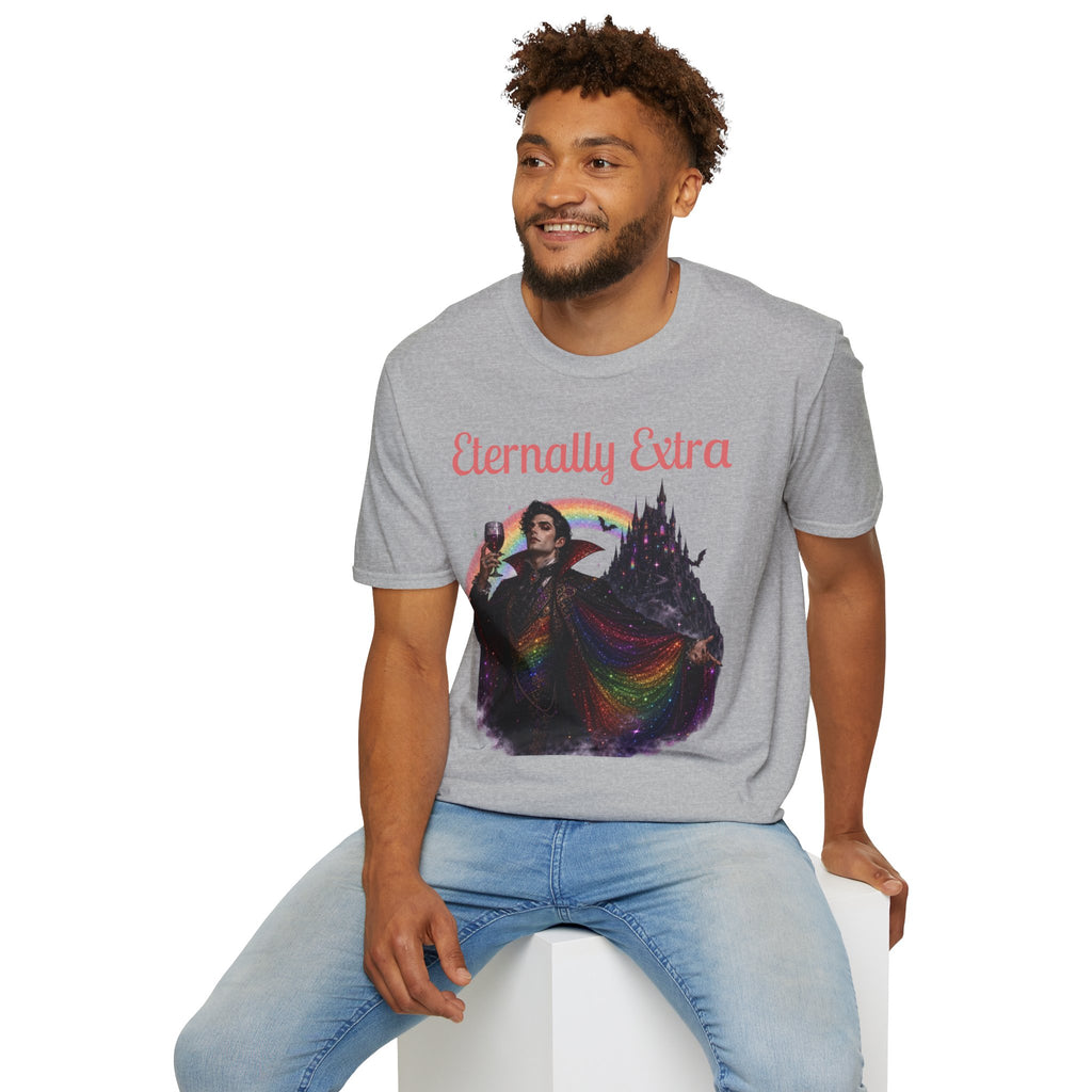 Eternally Extra T-Shirt — Gothic Rainbow Vampire Graphic Tee