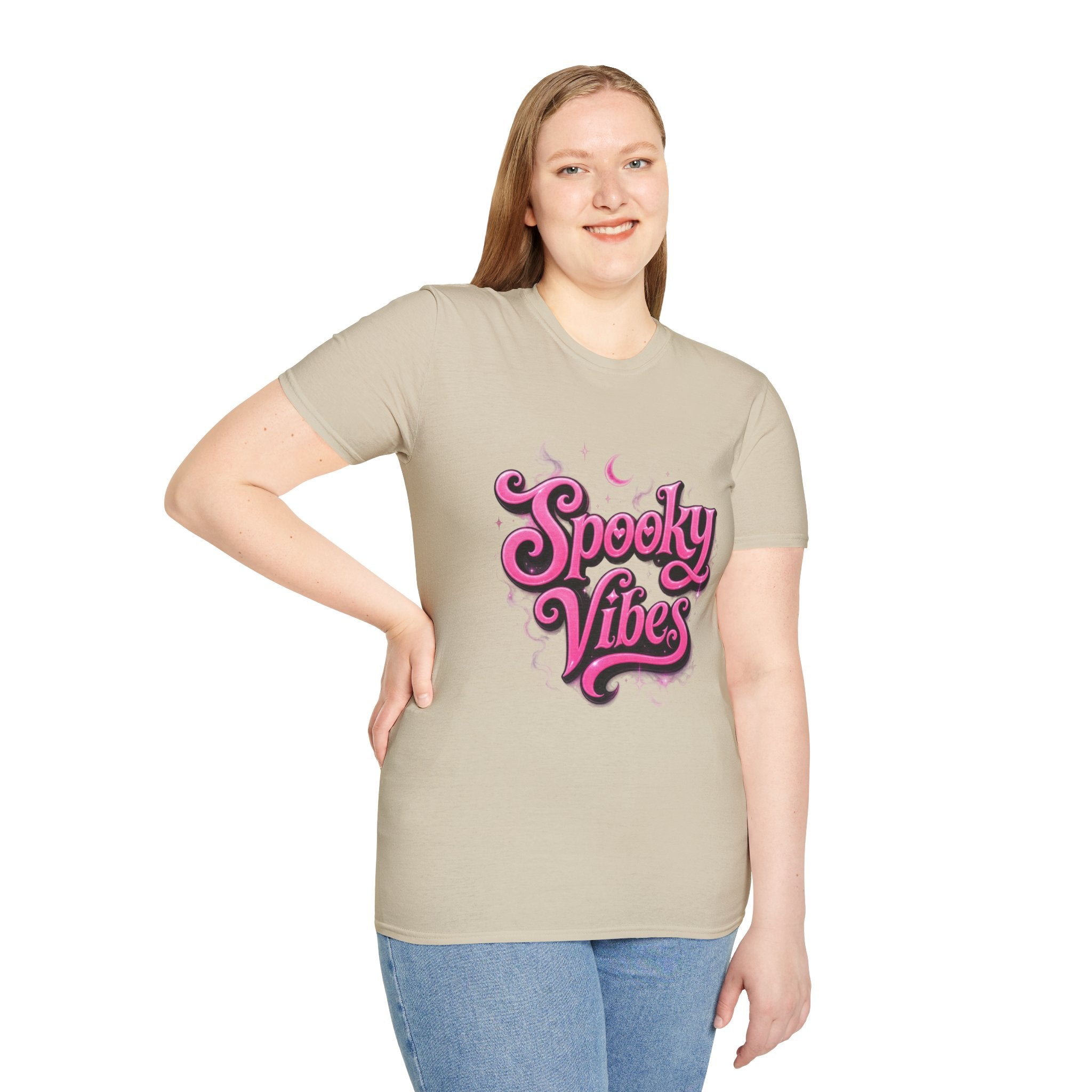 Spooky Vibes T-Shirt — Pink Retro Halloween Graphic Tee