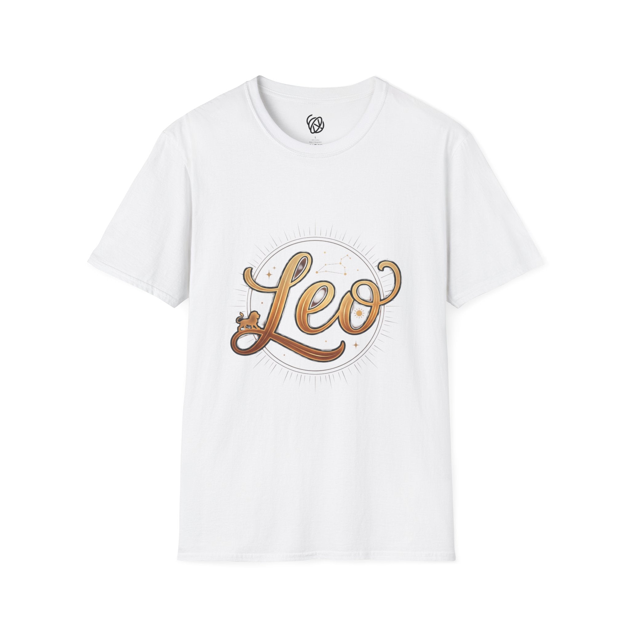 Leo Zodiac T-Shirt — Gold Script Astrology Tee for Leo Season