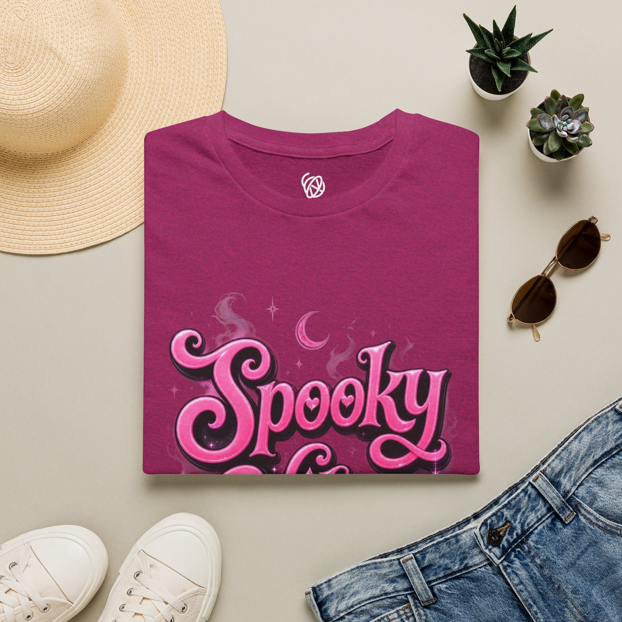 Spooky Vibes T-Shirt — Pink Retro Halloween Graphic Tee