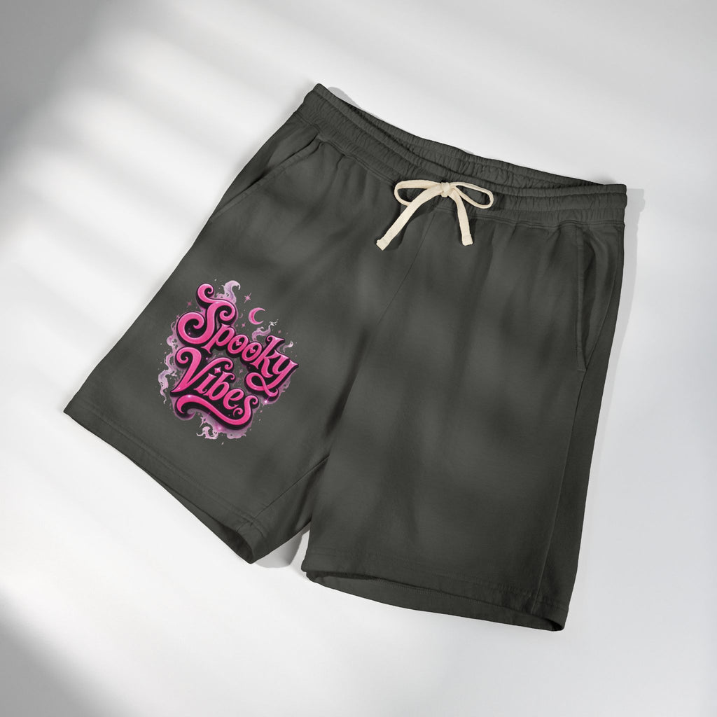 Spooky Vibes Sweat Shorts - Halloween Graphic Fleece Lounge Shorts