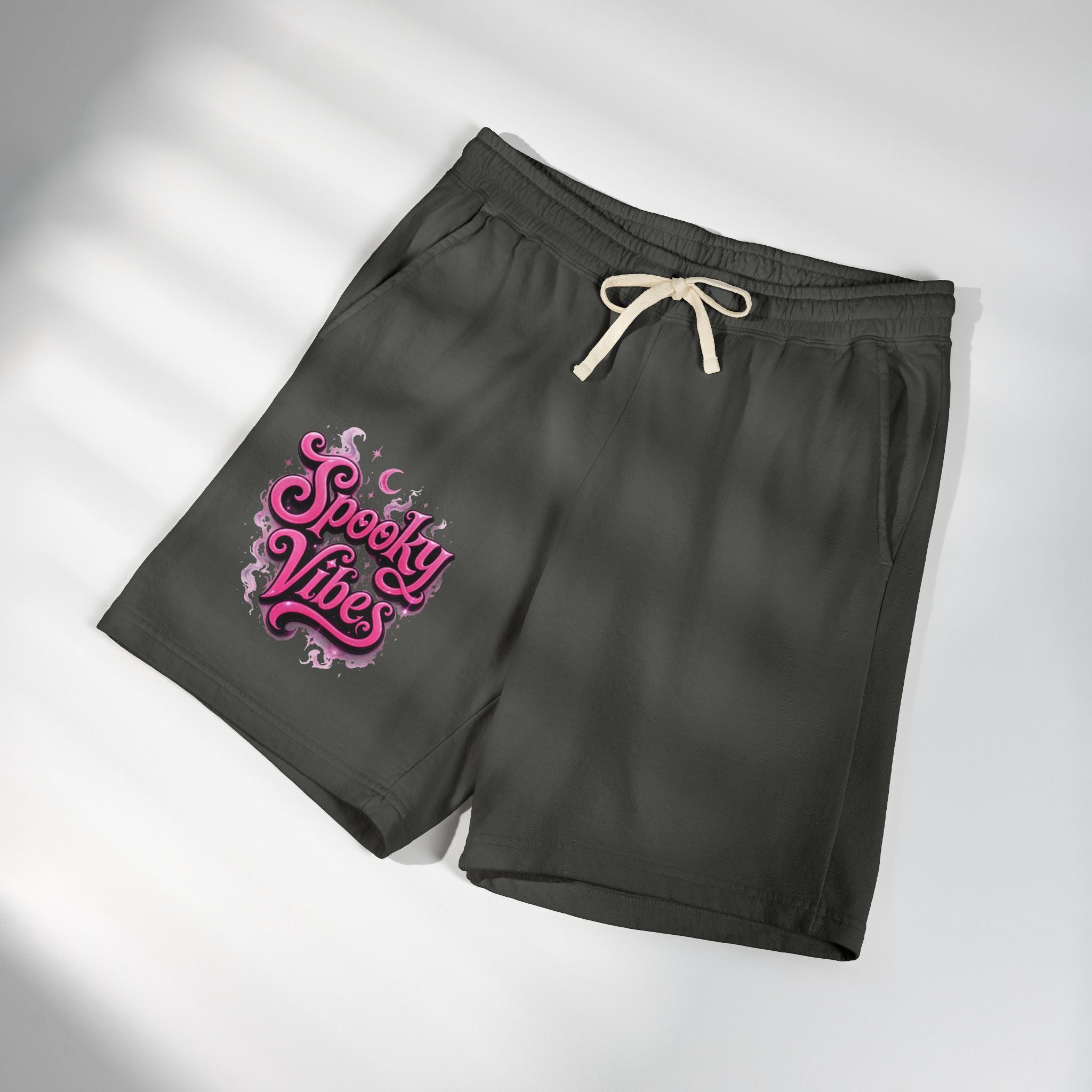 Spooky Vibes Sweat Shorts - Halloween Graphic Fleece Lounge Shorts