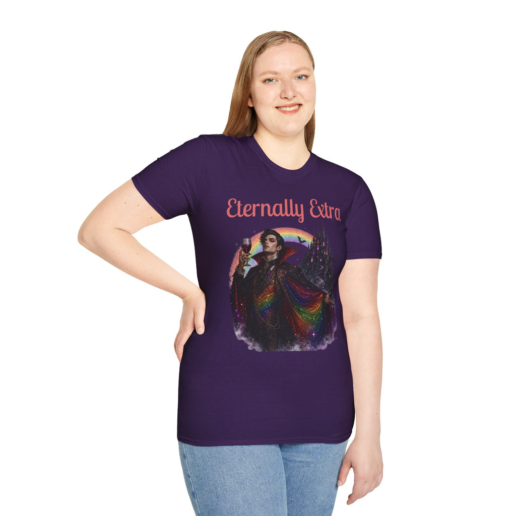 Eternally Extra T-Shirt — Gothic Rainbow Vampire Graphic Tee