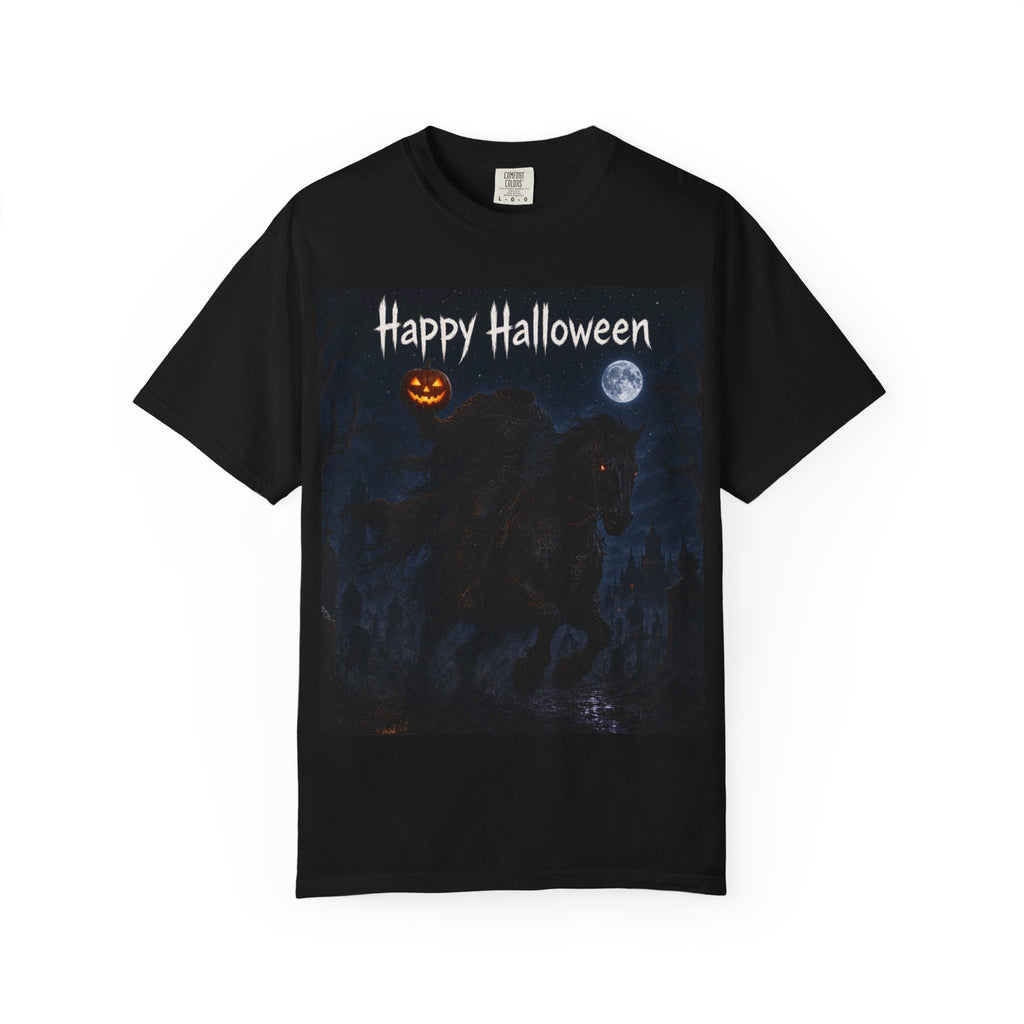 Halloween Night Horse T-Shirt – "Happy Halloween" Spooky Moon Pumpkin Tee