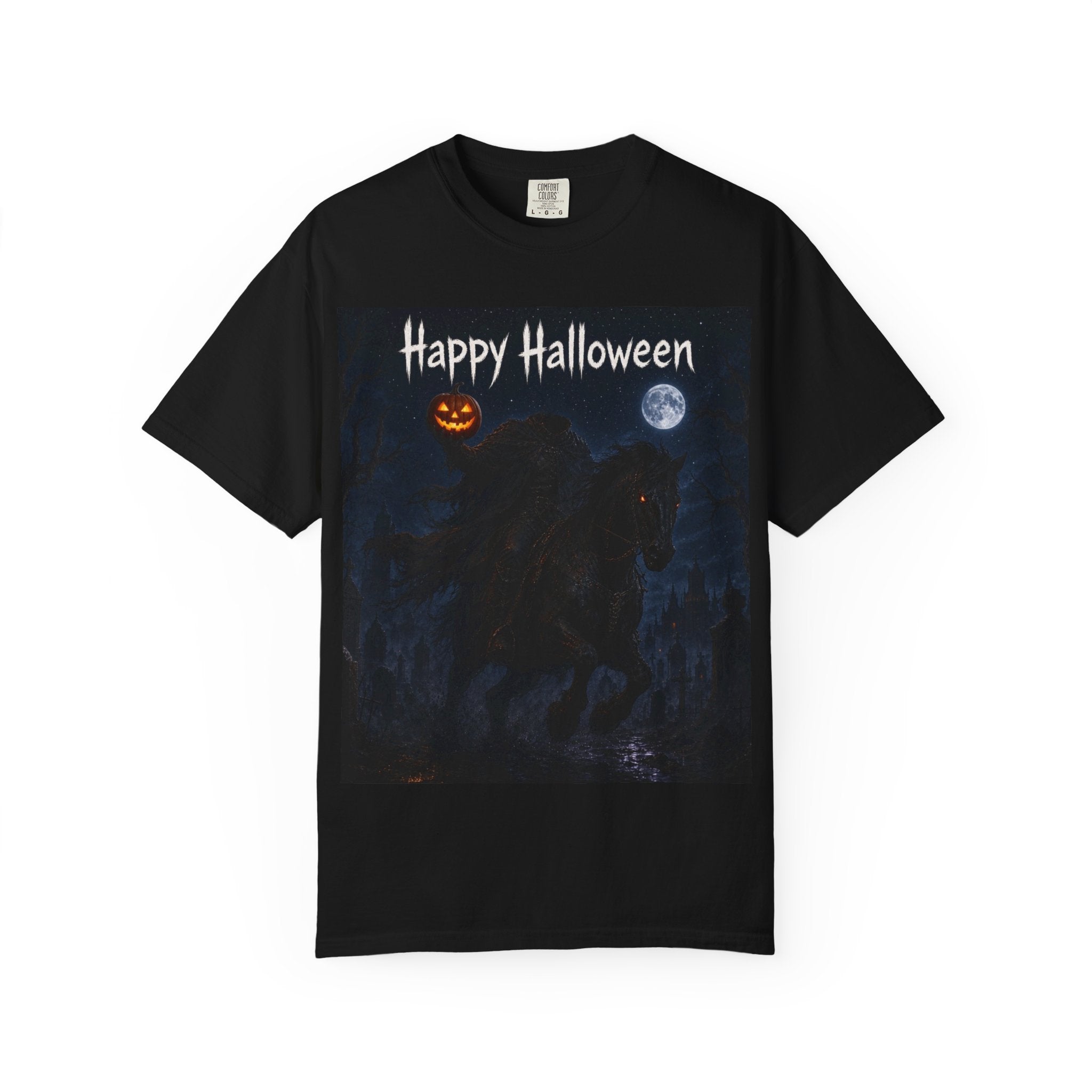 Halloween Night Horse T-Shirt – "Happy Halloween" Spooky Moon Pumpkin Tee
