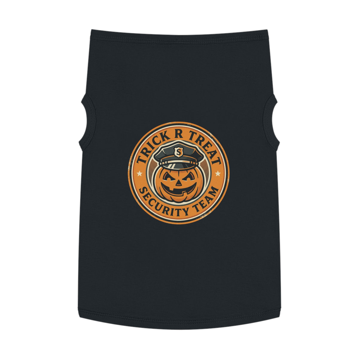 Pet Tank Top — "Trick R Treat Security Team" Halloween Pumpkin Dog Shirt