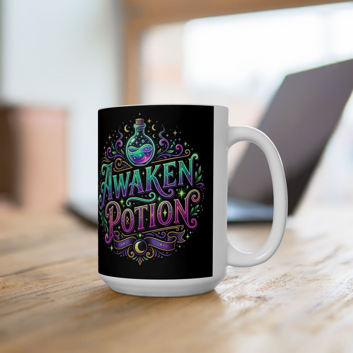 Awaken Your Power Ceramic Mug — Colorful Spiritual Mandala Coffee Cup (11oz & 15oz)