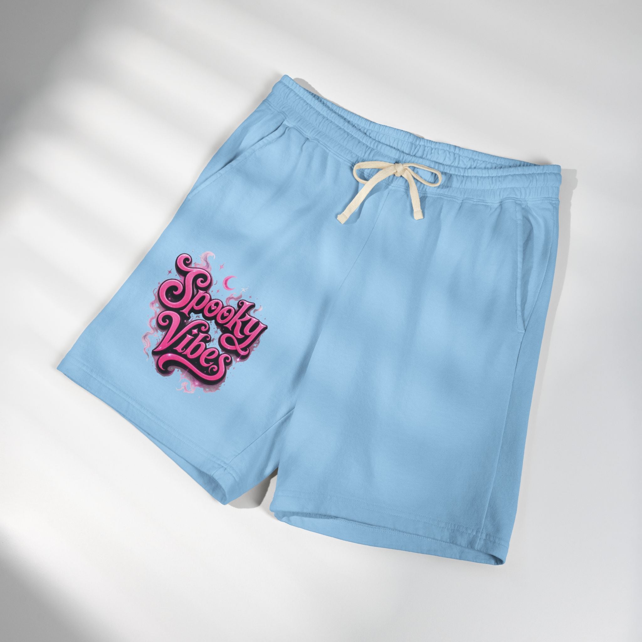 Spooky Vibes Sweat Shorts - Halloween Graphic Fleece Lounge Shorts