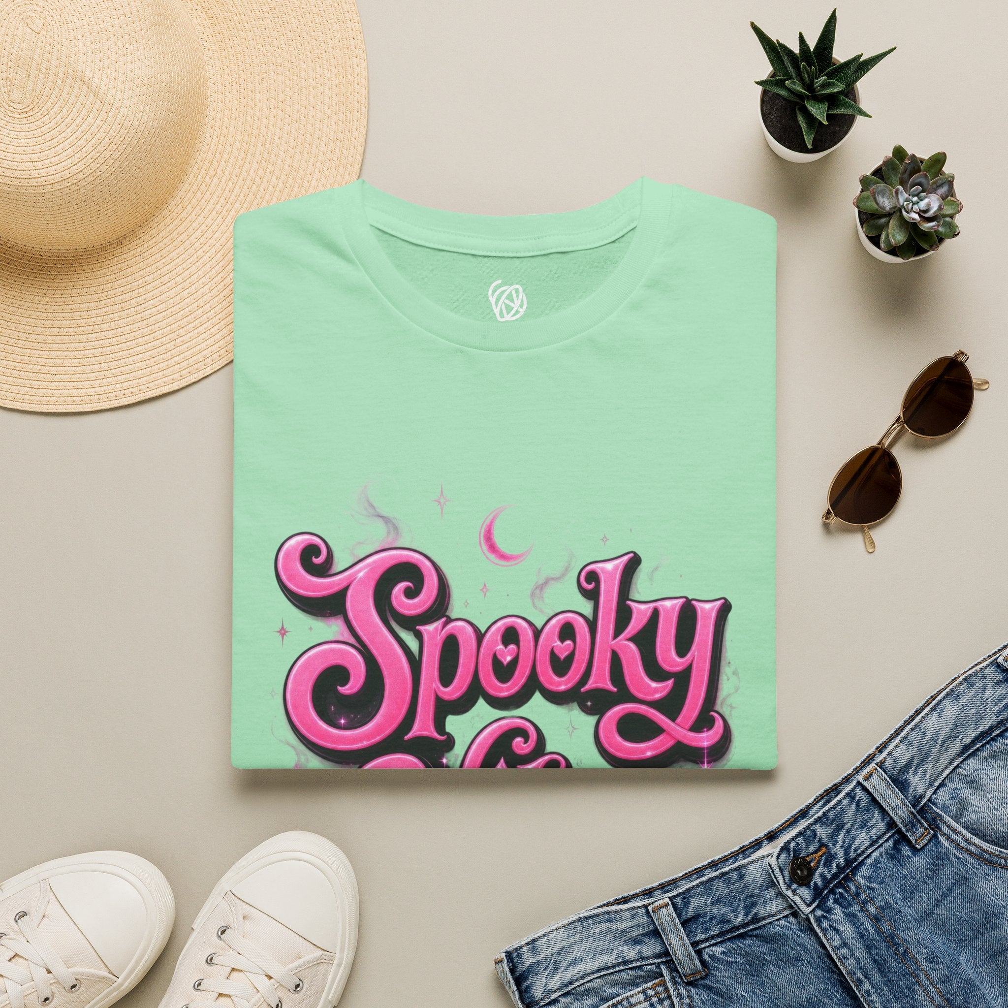 Spooky Vibes T-Shirt — Pink Retro Halloween Graphic Tee