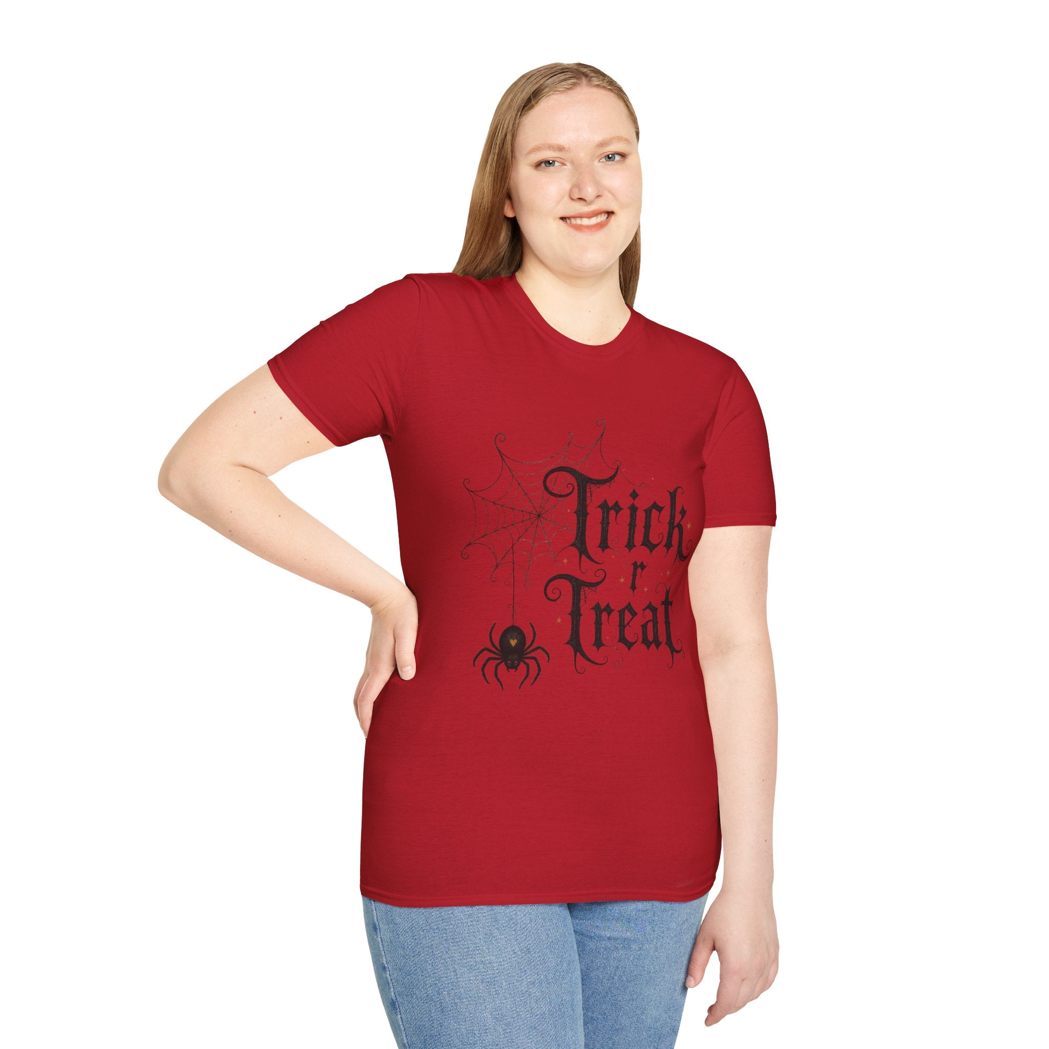 Trick r Treat Halloween T-Shirt — Gothic Spiderweb & Spider Tee