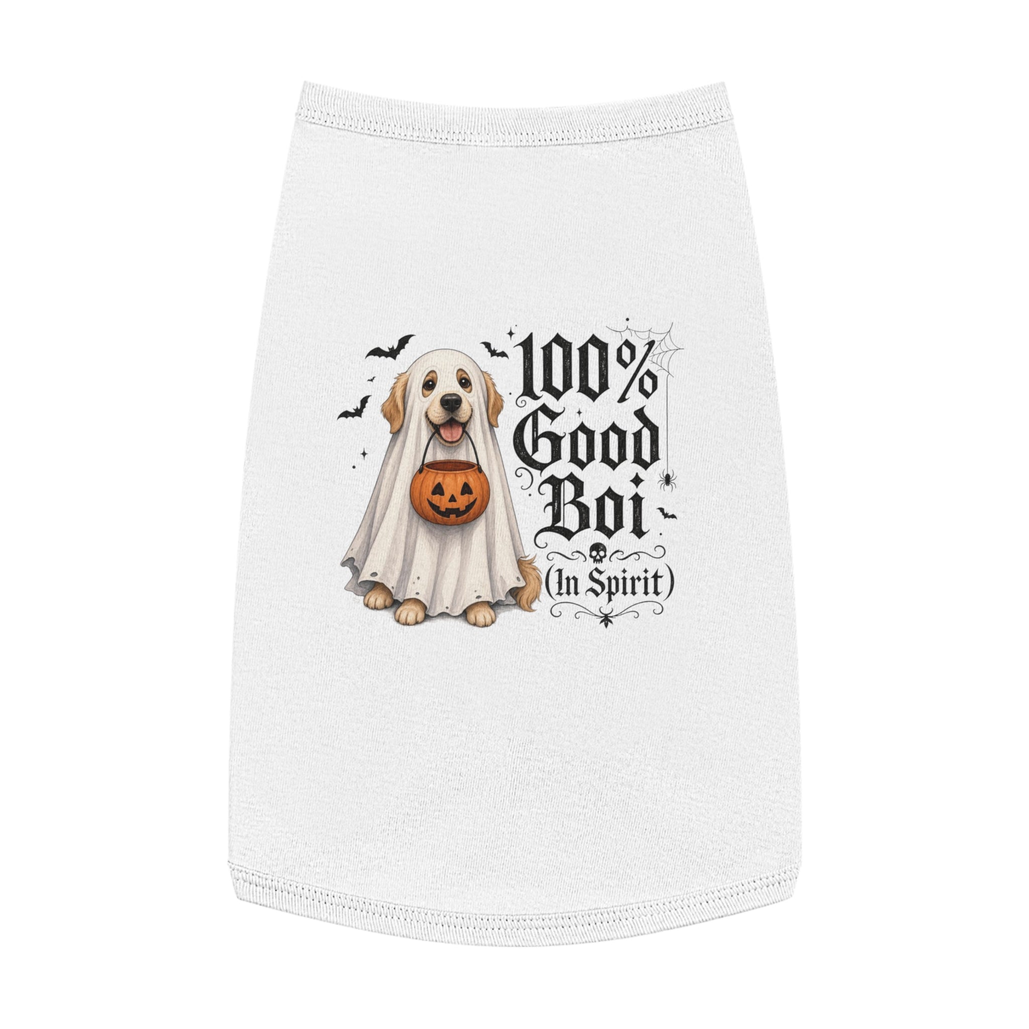 Halloween Pet Tank Top — "100% Good Boi (In Spirit)" Ghost Dog Costume