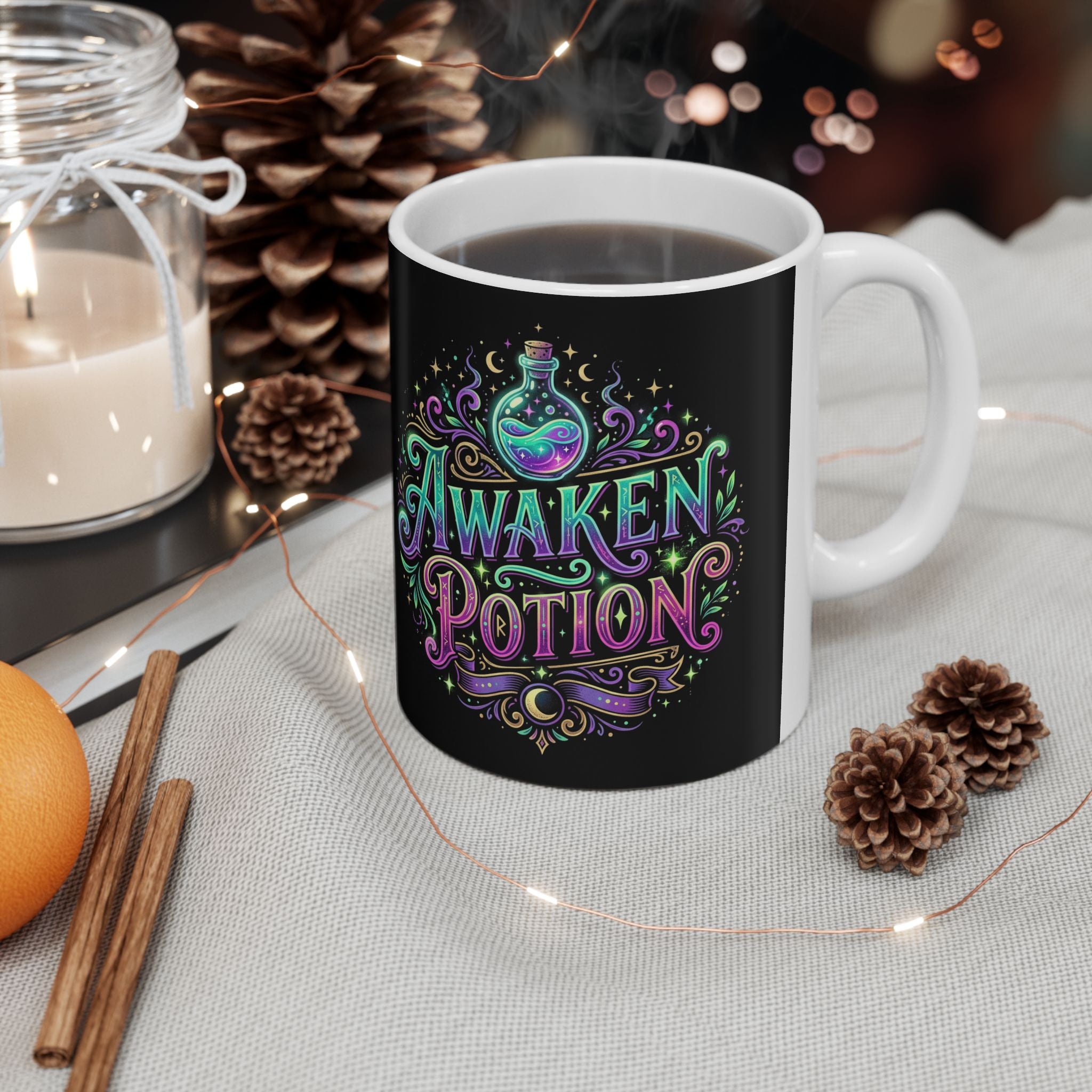 Awaken Your Power Ceramic Mug — Colorful Spiritual Mandala Coffee Cup (11oz & 15oz)