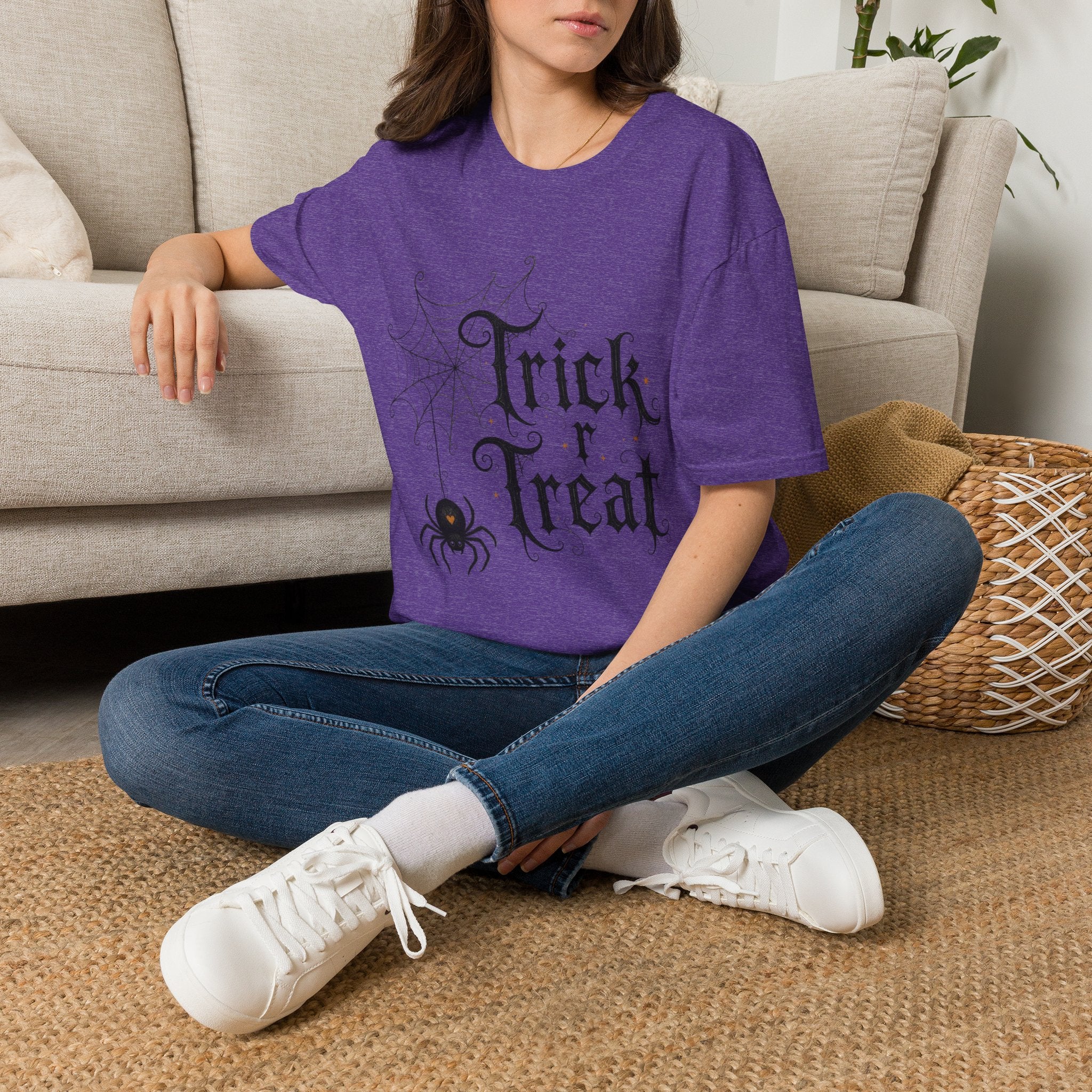 Trick r Treat Halloween T-Shirt — Gothic Spiderweb & Spider Tee