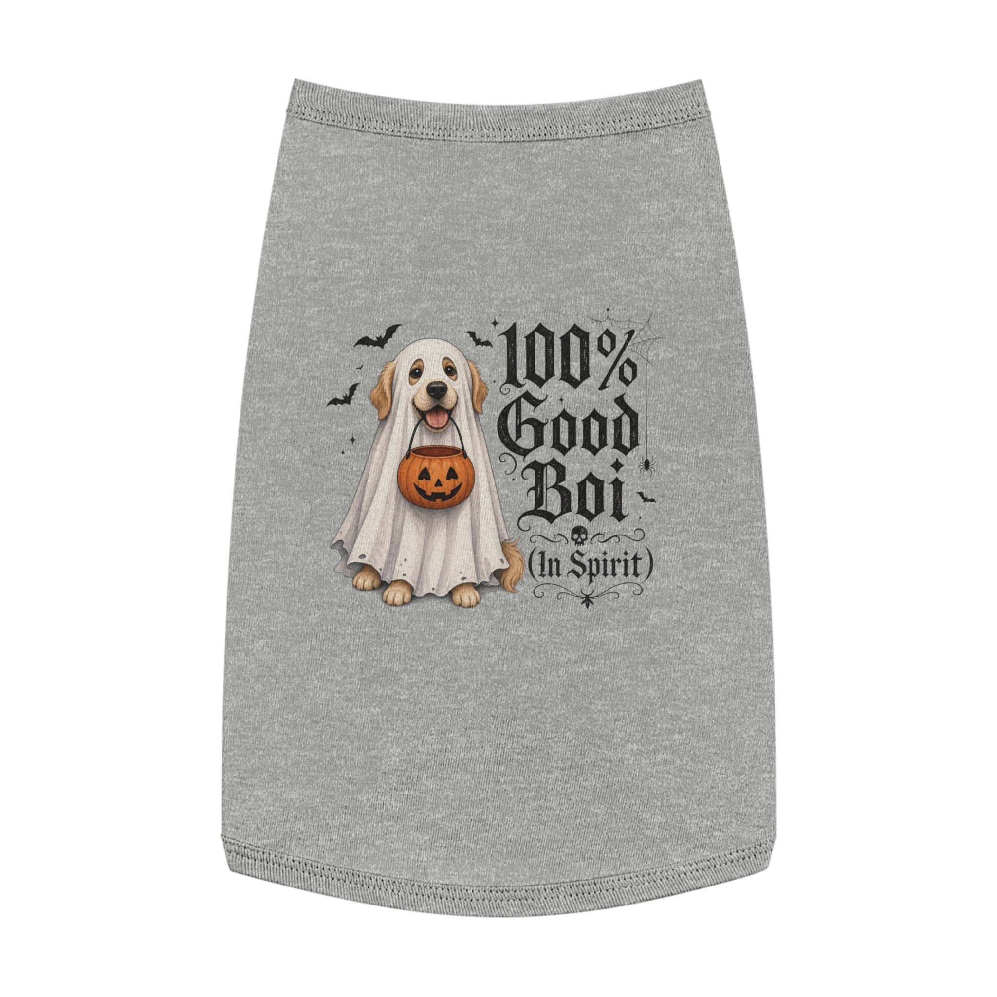 Halloween Pet Tank Top — "100% Good Boi (In Spirit)" Ghost Dog Costume