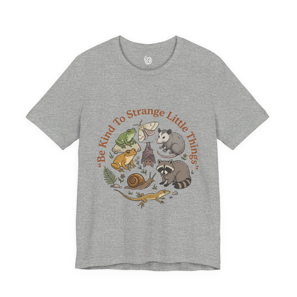 "Be Kind to Strange Little Things" T-Shirt — Woodland Creatures Graphic Tee