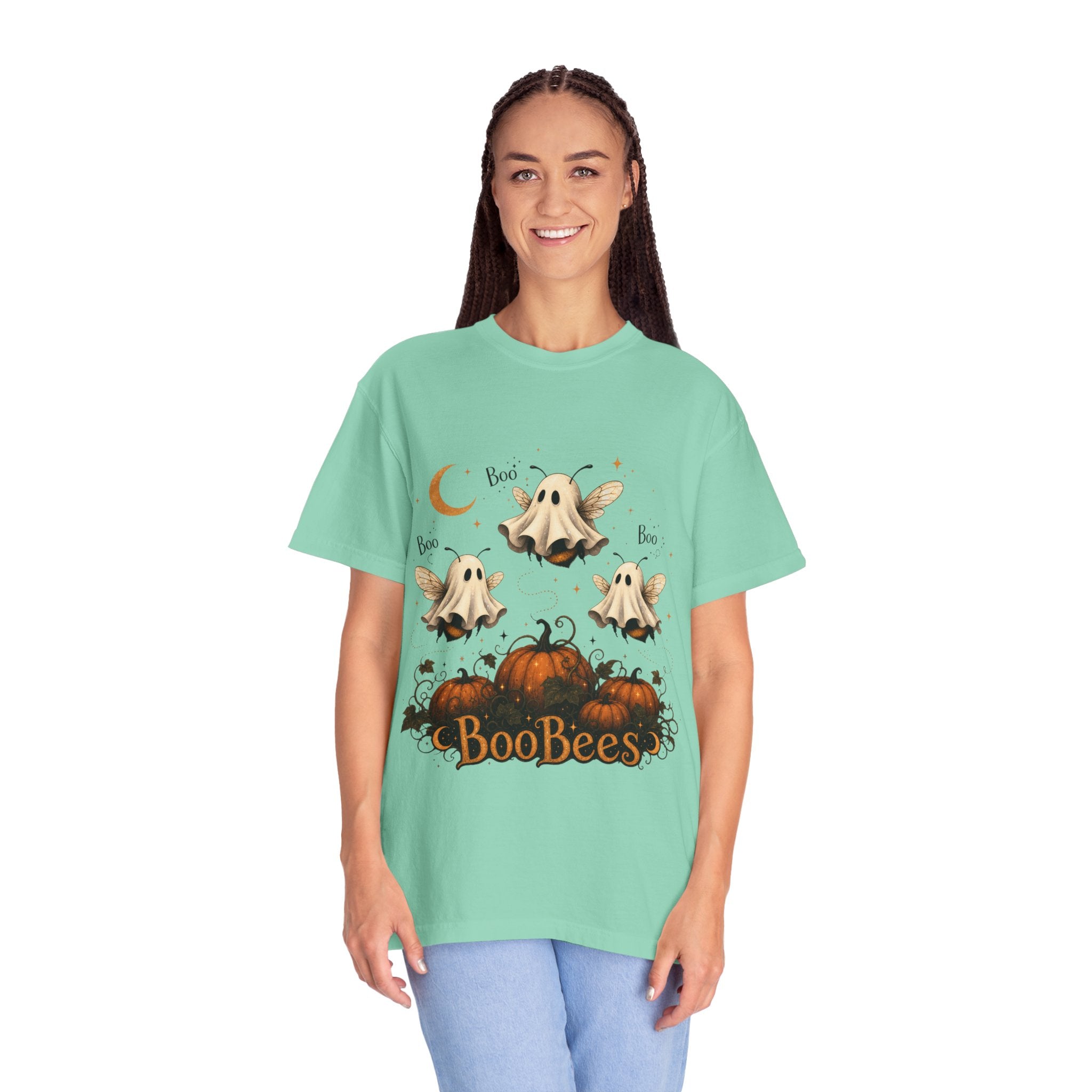 BooBees Halloween T-Shirt — Cute Ghost Bees & Pumpkins Graphic Tee