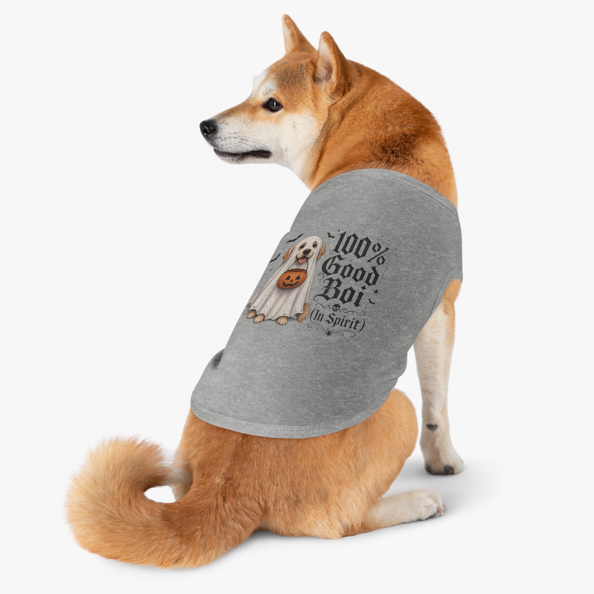 Halloween Pet Tank Top — "100% Good Boi (In Spirit)" Ghost Dog Costume