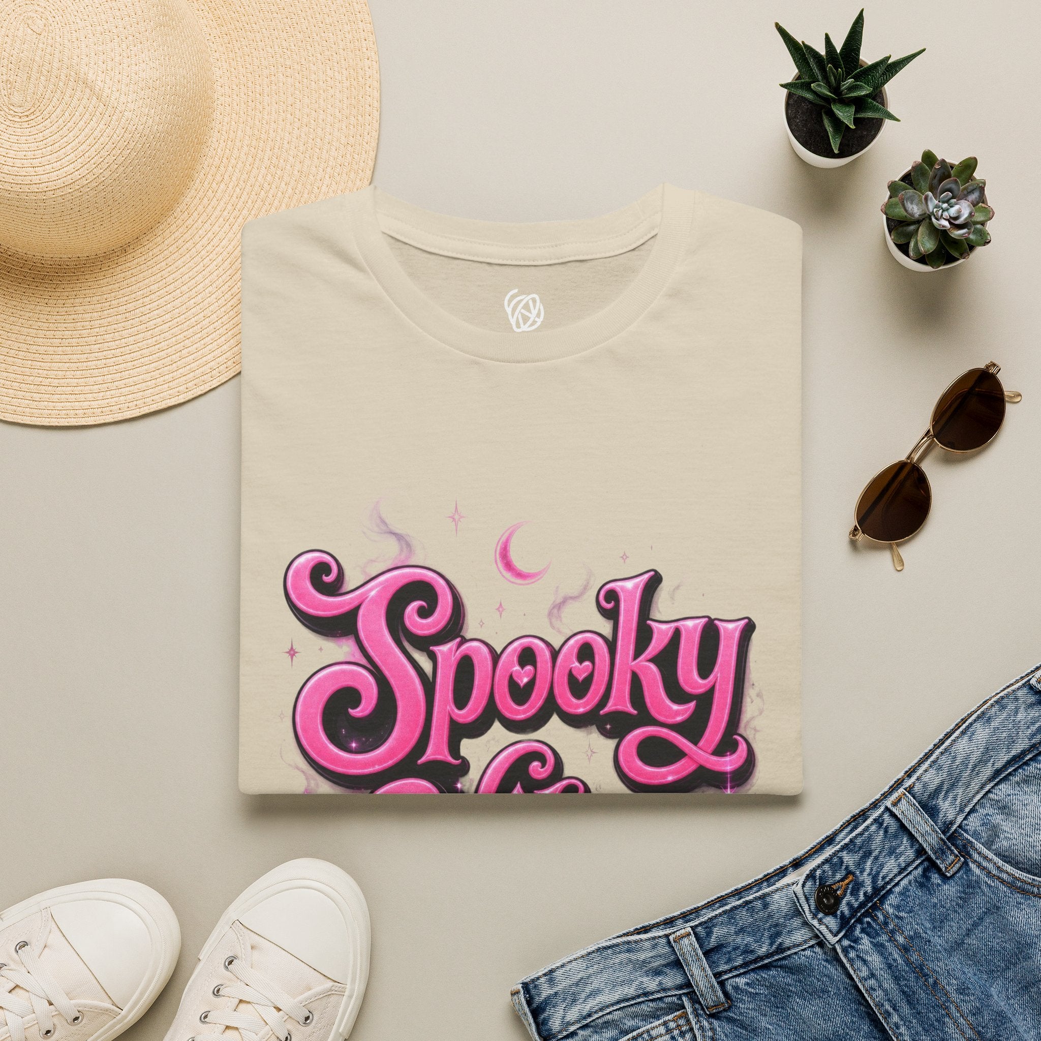Spooky Vibes T-Shirt — Pink Retro Halloween Graphic Tee