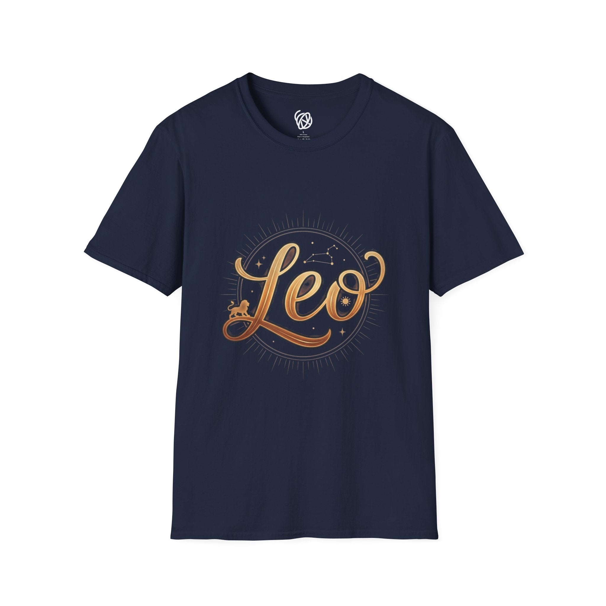 Leo Zodiac T-Shirt — Gold Script Astrology Tee for Leo Season