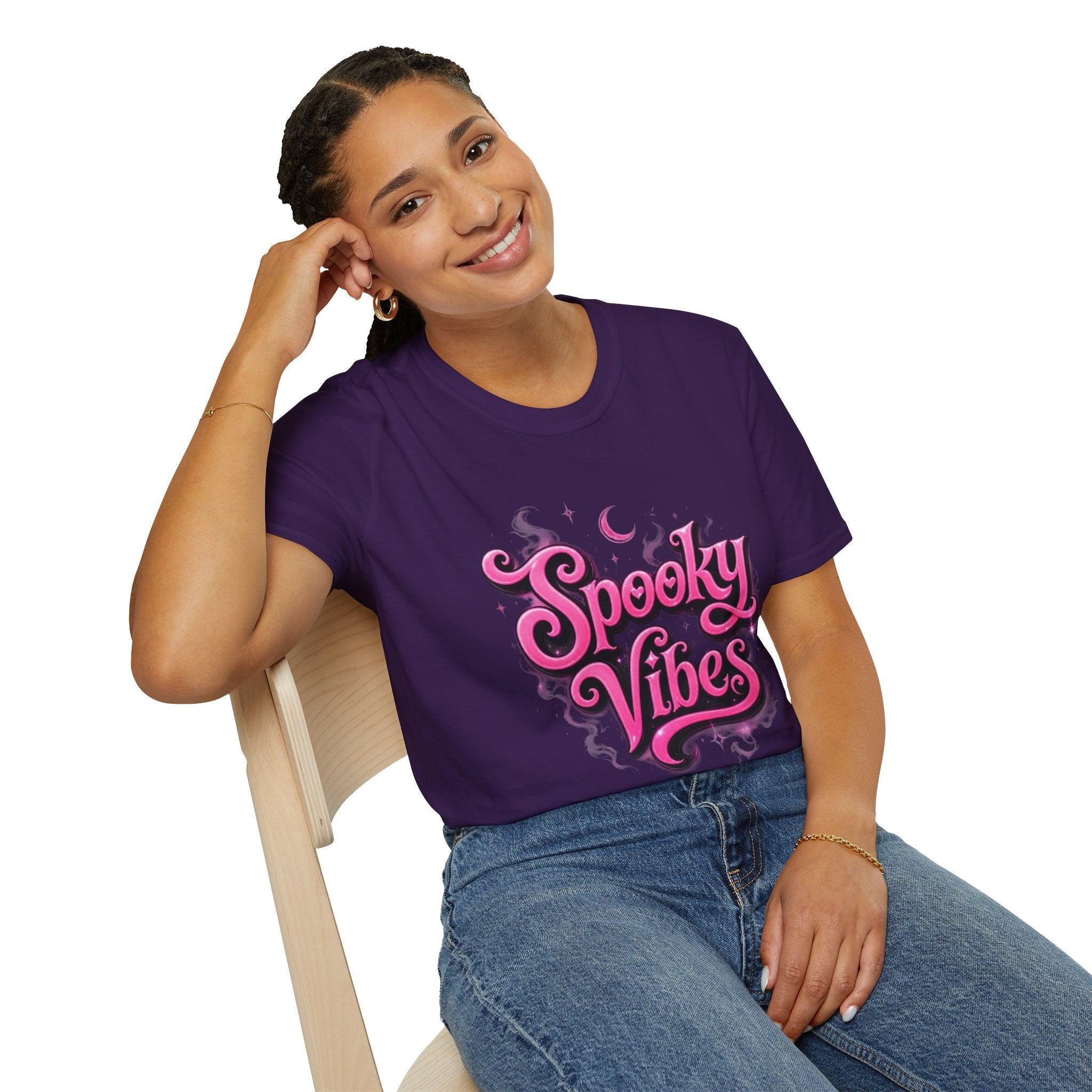 Spooky Vibes T-Shirt — Pink Retro Halloween Graphic Tee