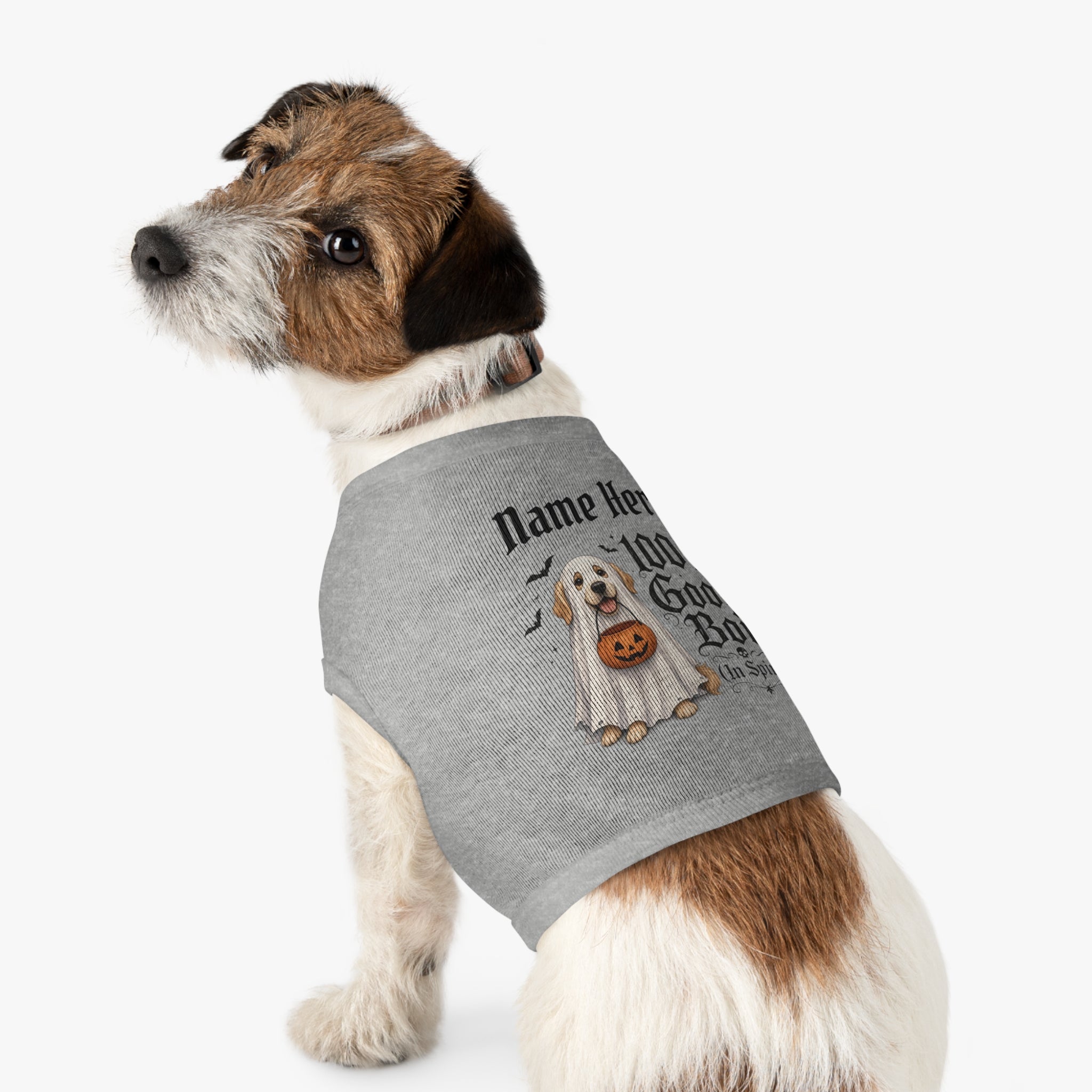 Halloween Ghost Dog Pet Tank - "100% Good Boi (In Spirit)" Cute Trick-or-Treat Shirt