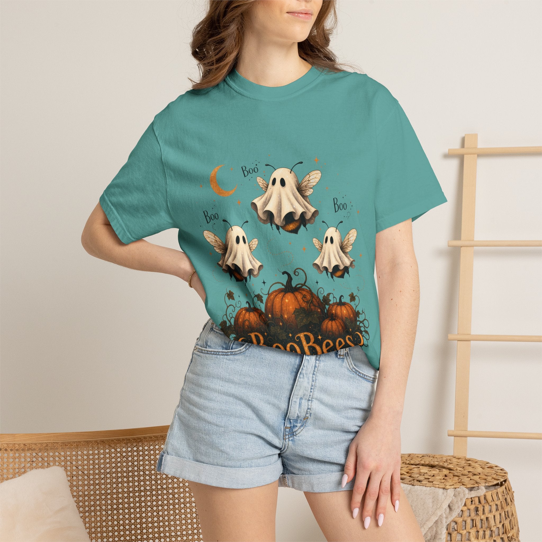 BooBees Halloween T-Shirt — Cute Ghost Bees & Pumpkins Graphic Tee