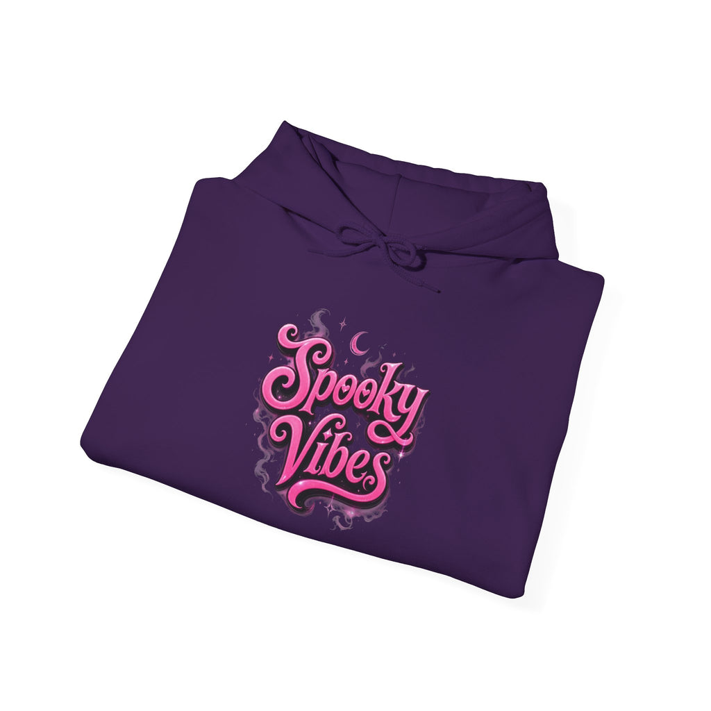 Spooky Vibes Hoodie — Retro Pink Halloween Graphic Sweatshirt
