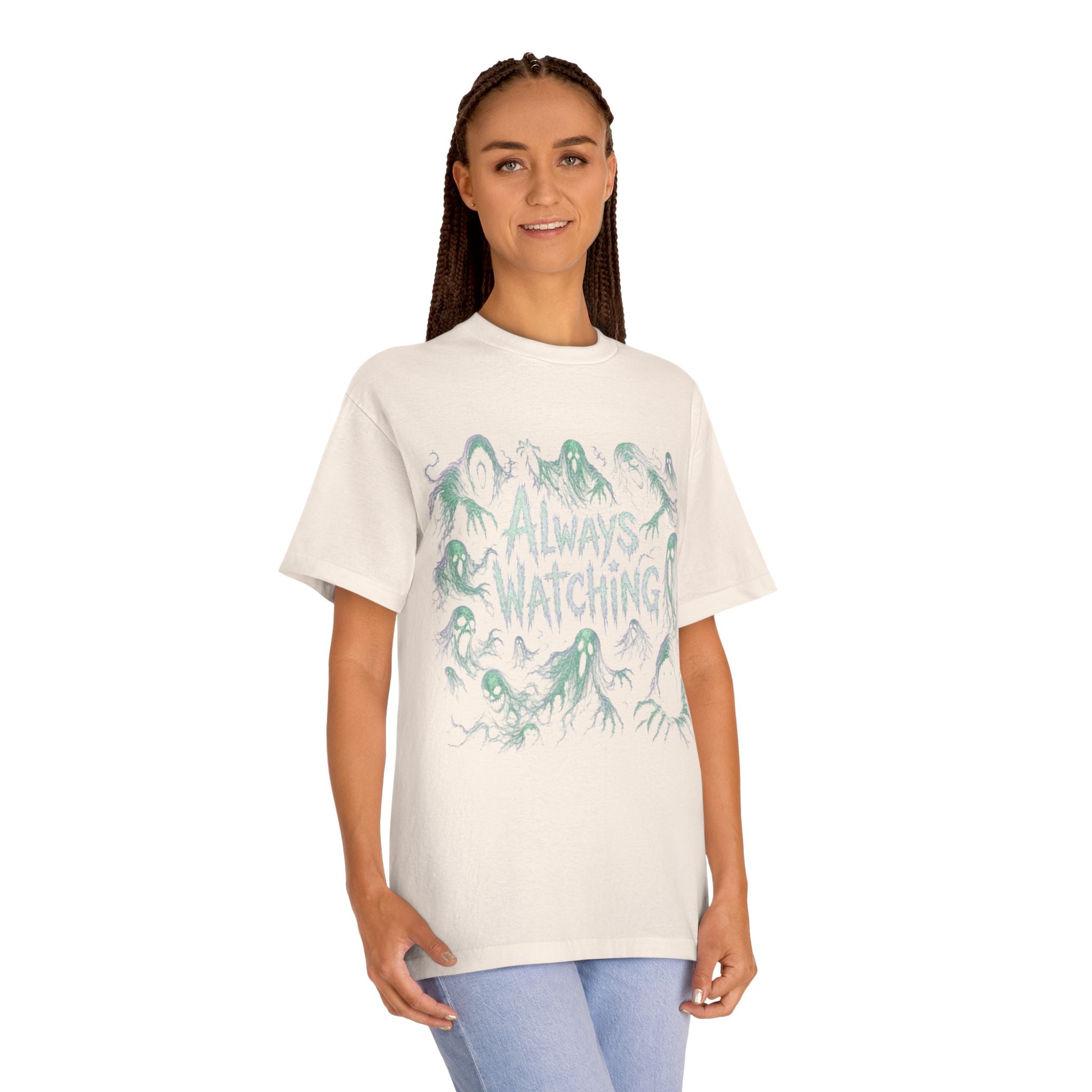 "Always Watching" Ghosts Graphic Tee — Spooky Horror Crewneck