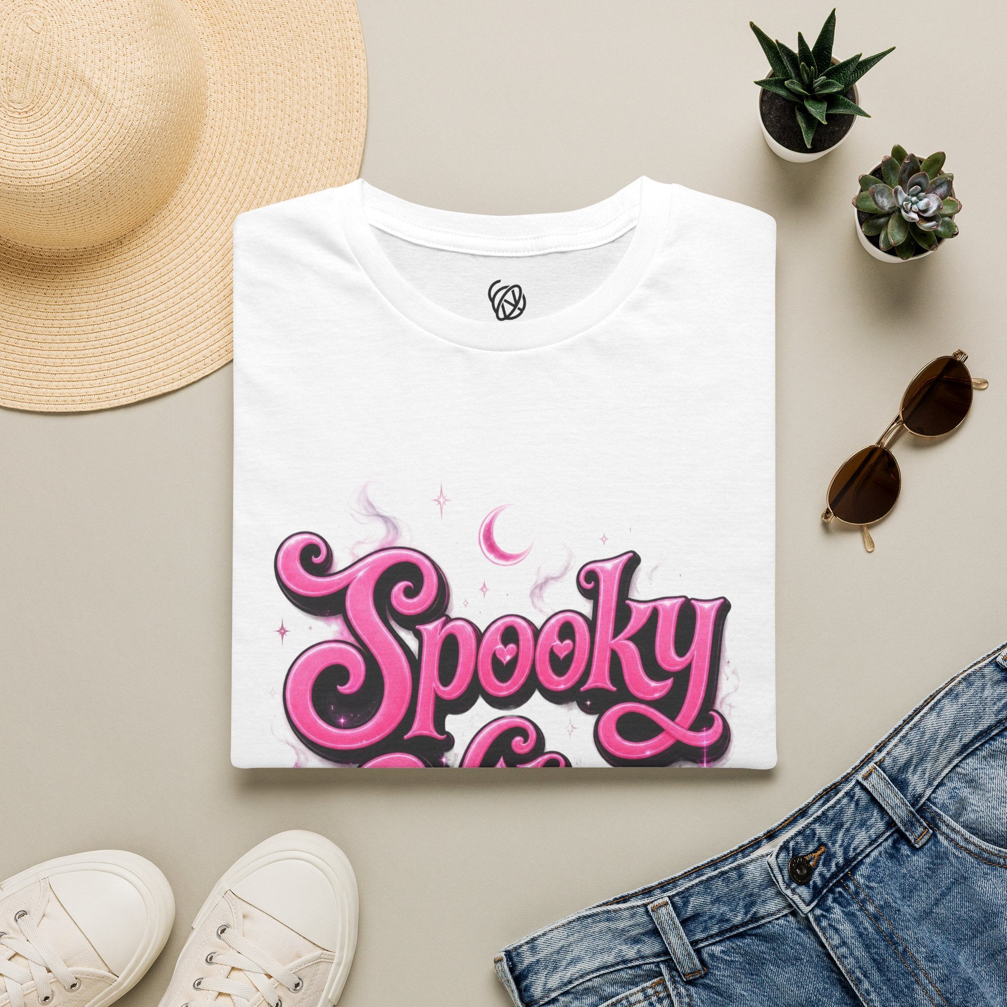 Spooky Vibes T-Shirt — Pink Retro Halloween Graphic Tee