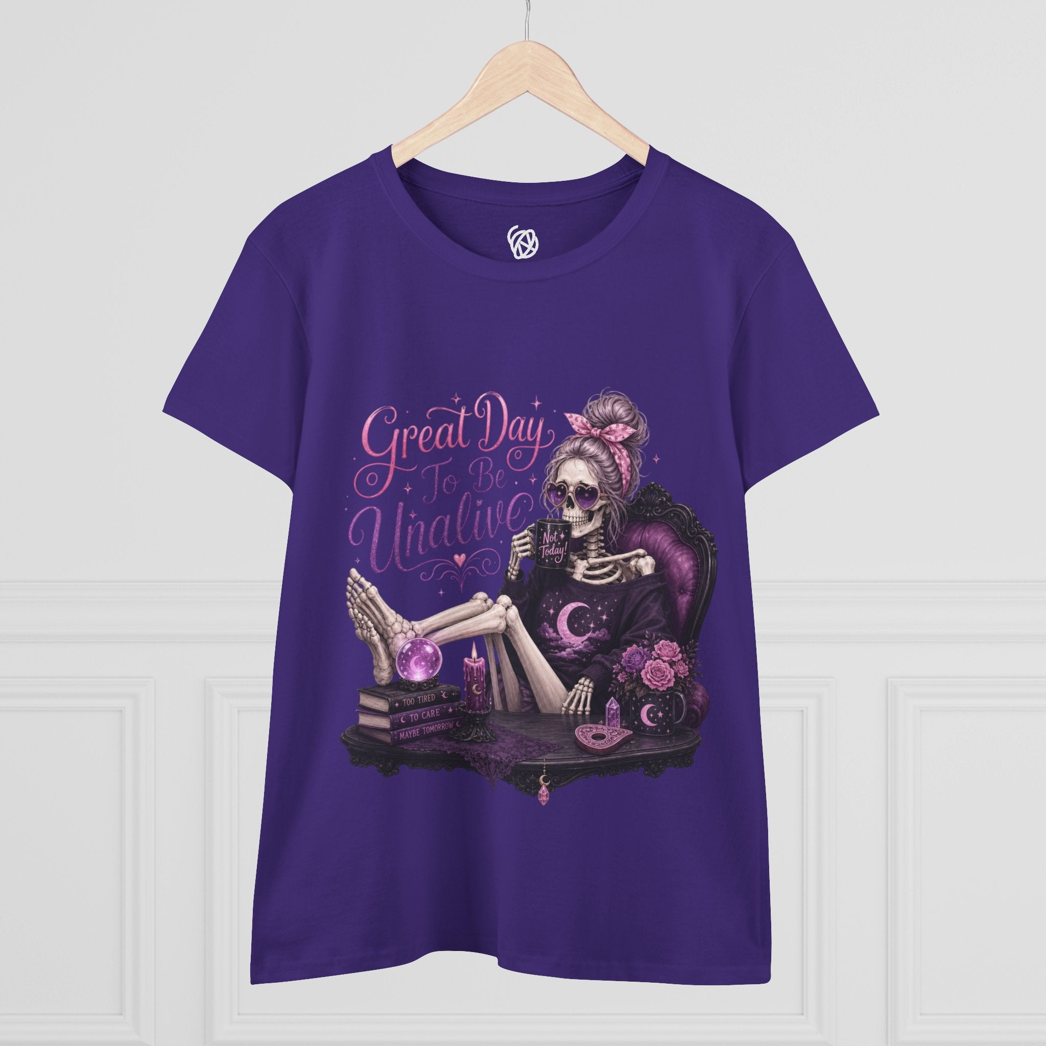 Vintage Gothic Tee — "Great Day To Be Unalive" Skeleton Lounge Shirt