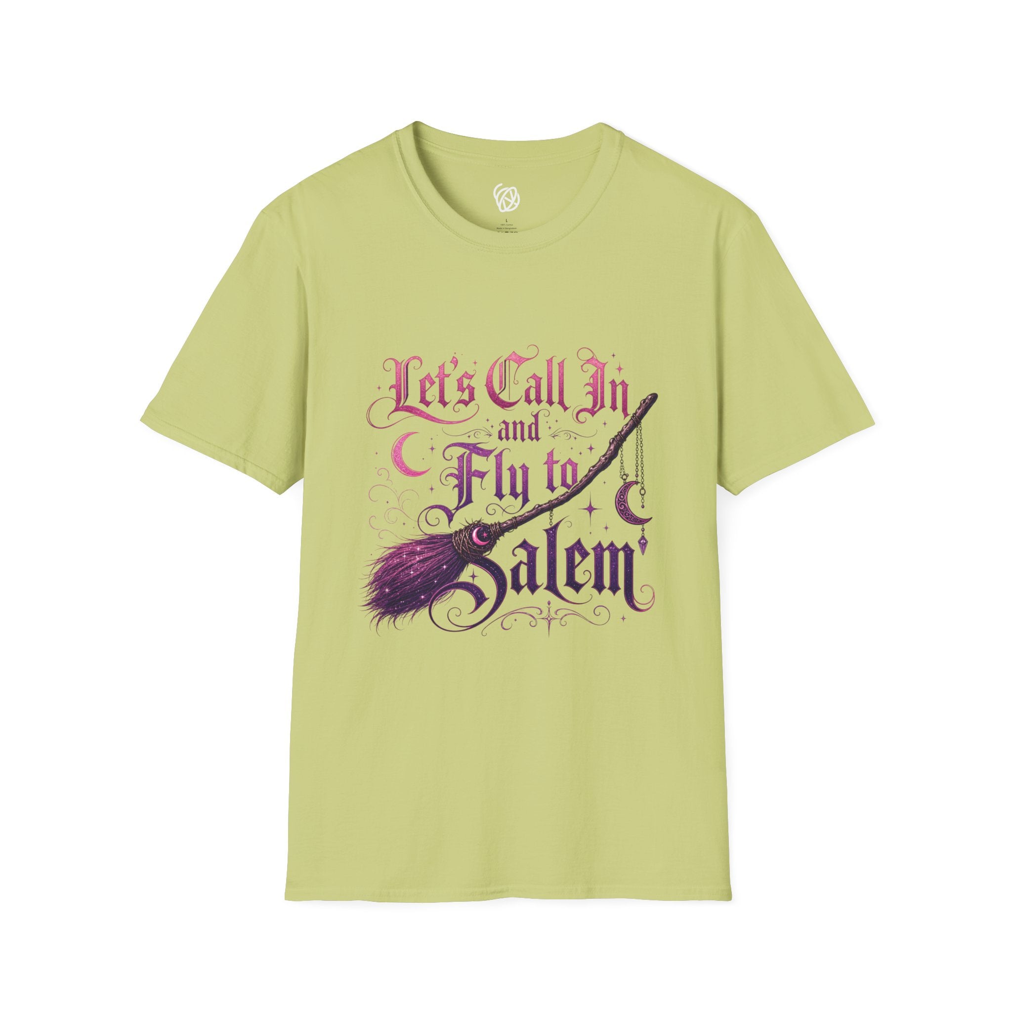 Let's Call In and Fly to Salem T-Shirt — Witchy Broomstick Gothic Tee