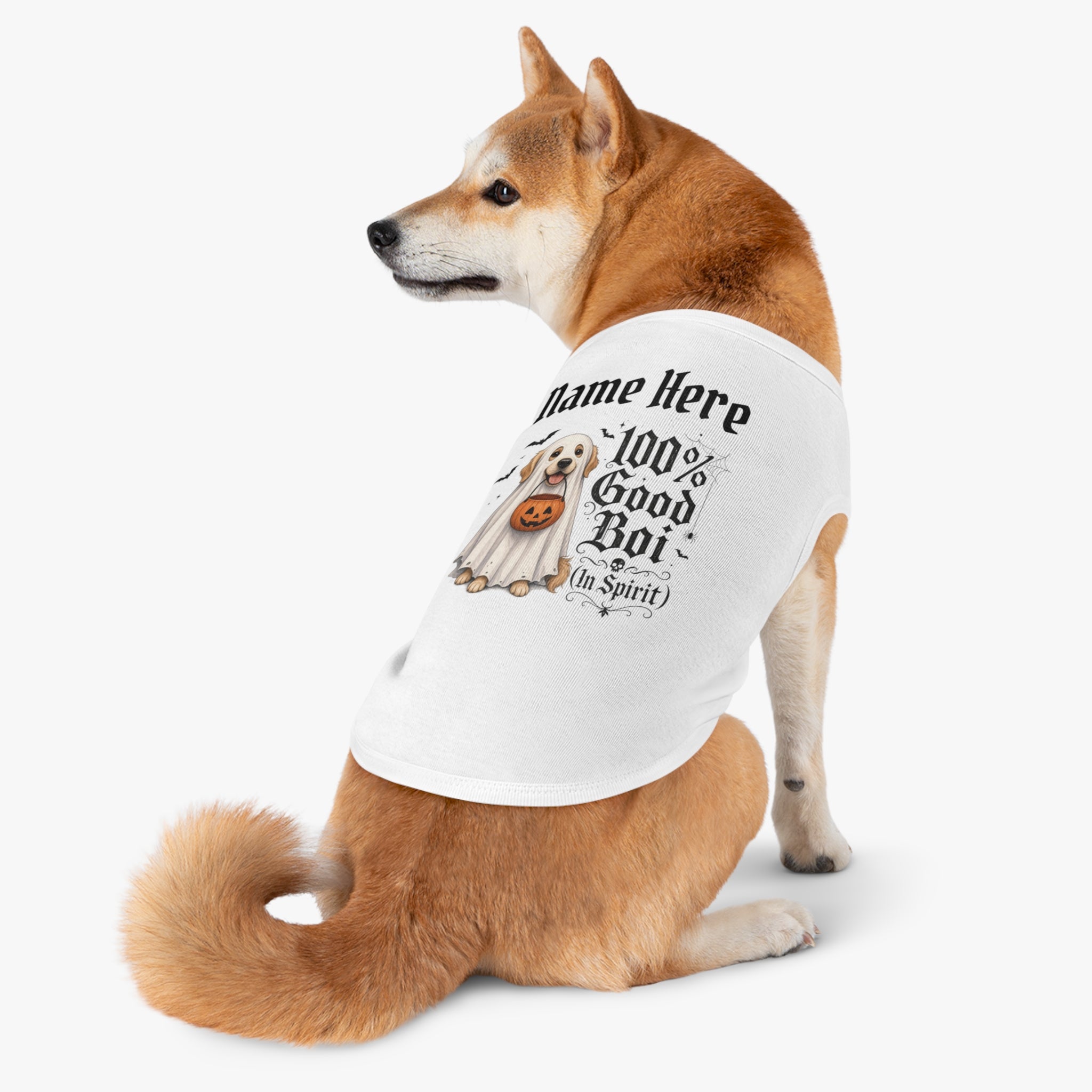 Halloween Ghost Dog Pet Tank - "100% Good Boi (In Spirit)" Cute Trick-or-Treat Shirt