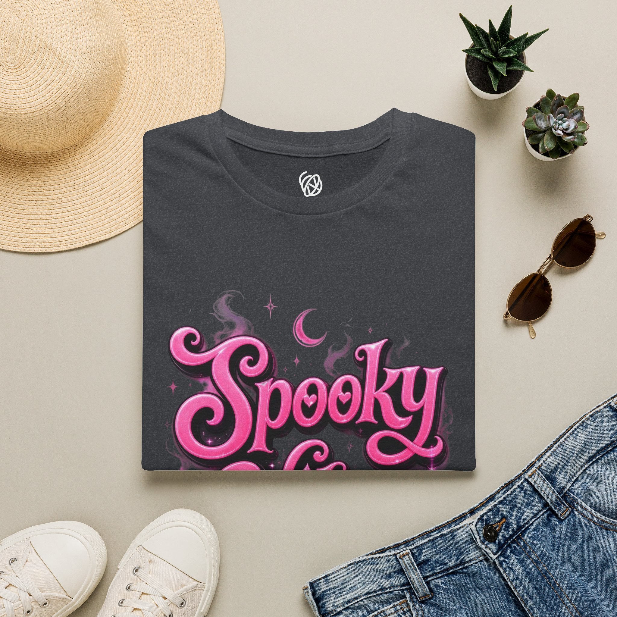 Spooky Vibes T-Shirt — Pink Retro Halloween Graphic Tee