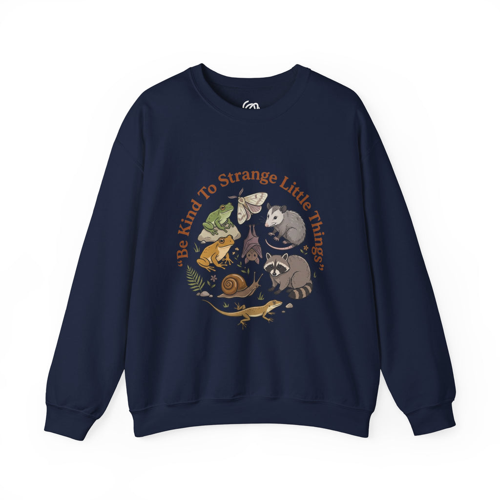 Sweatshirt — "Be Kind to Strange Little Things" Woodland Critter Crewneck