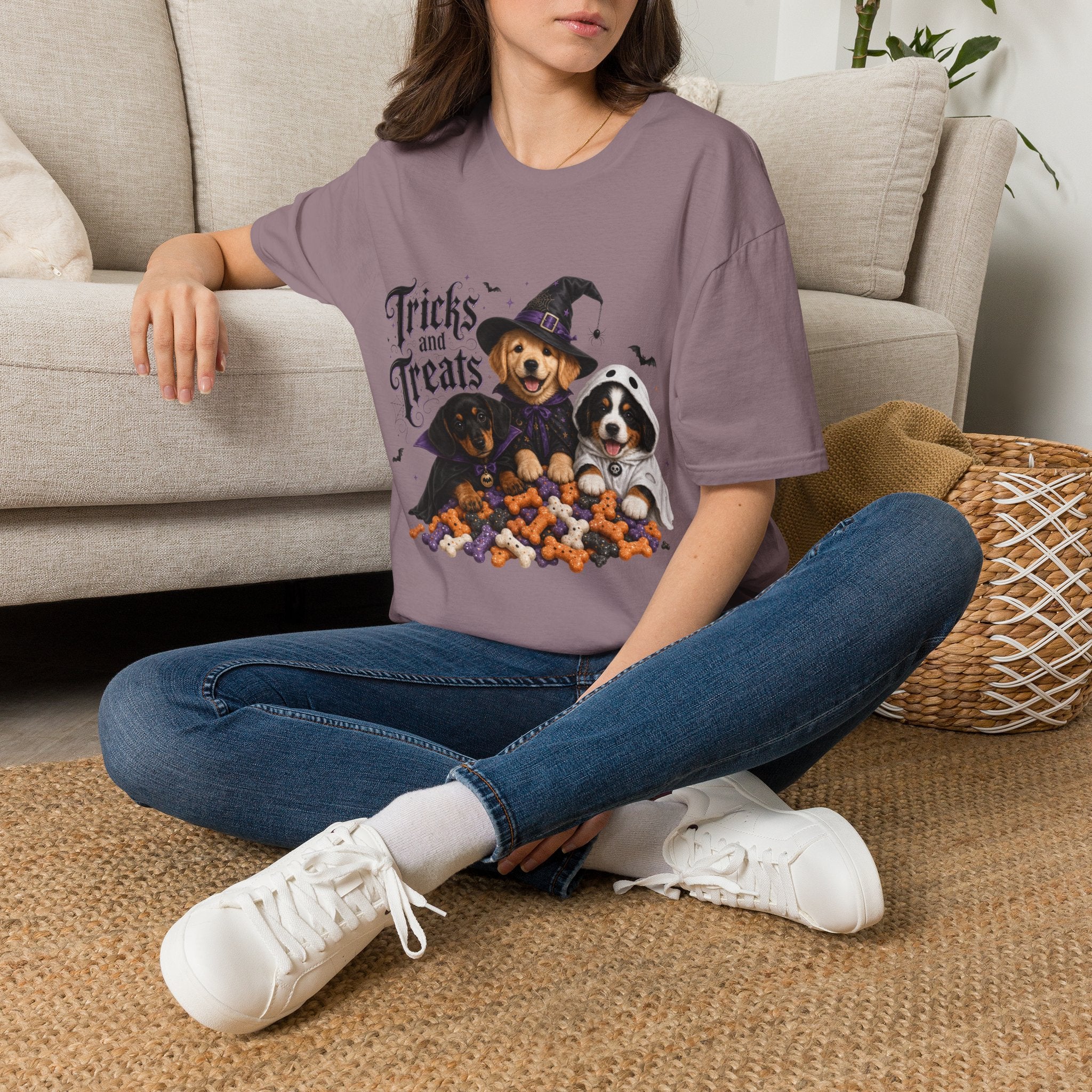 Tricks and Treats Halloween Dog T-Shirt